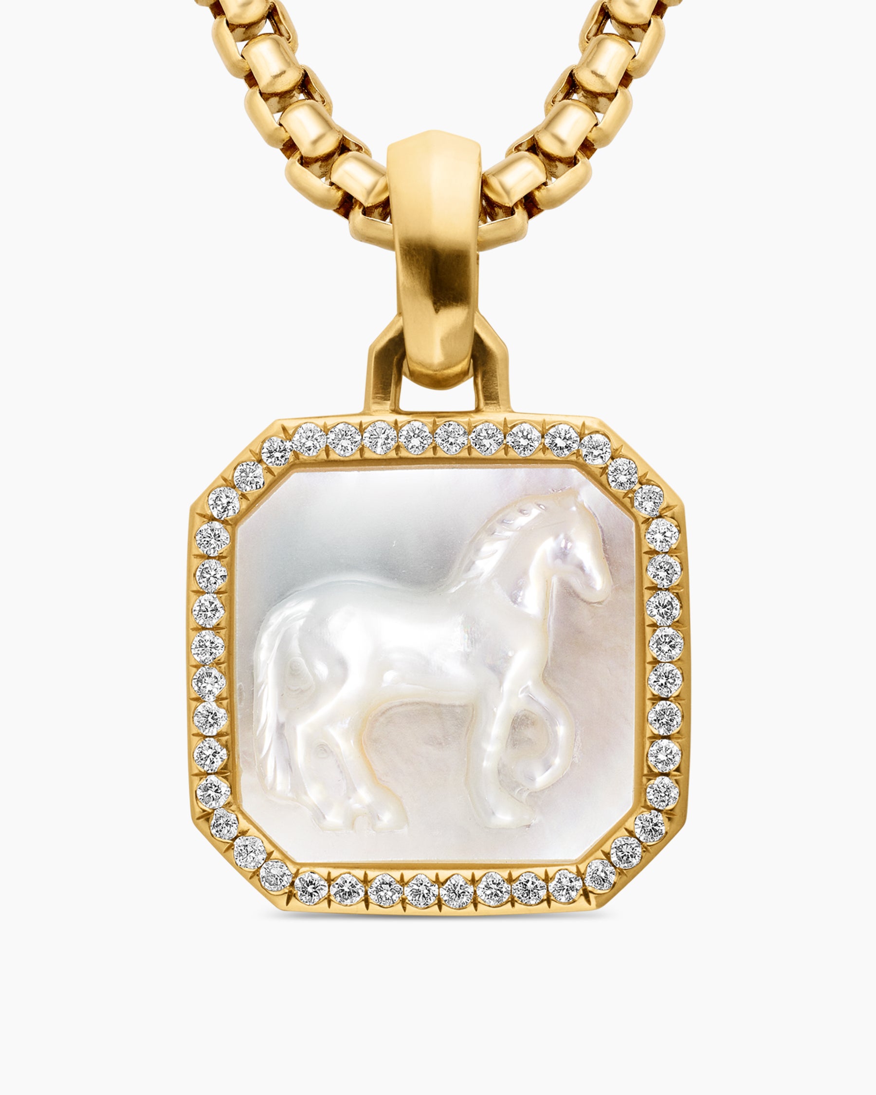 Petrvs Horse Amulet in 18K Yellow Gold with Mother of Pearl and Diamonds, 16.4mm - Image 5
