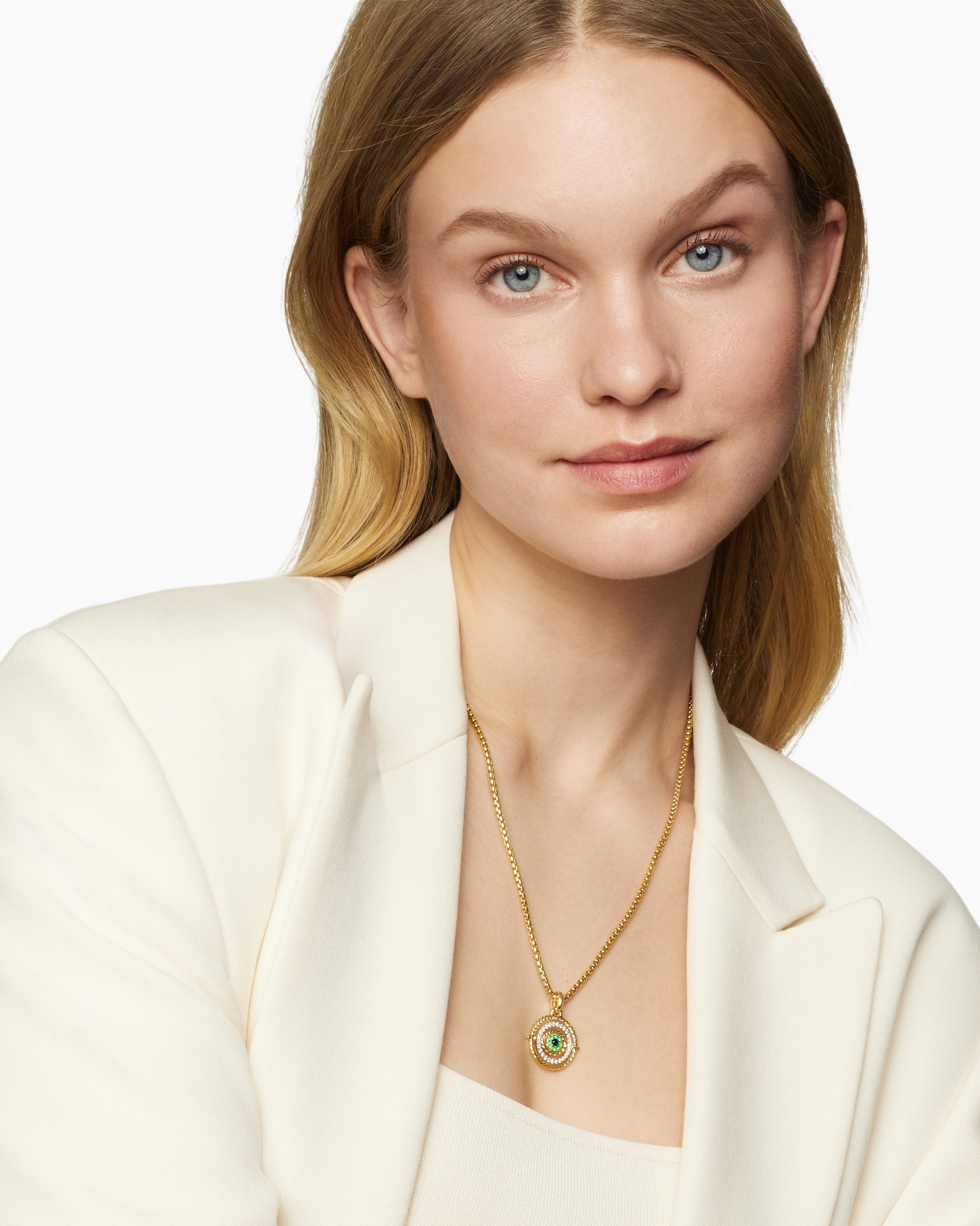 Alternative view of Evil Eye Mobile Amulet in 18K Yellow Gold with Pavé Emeralds and Diamonds, 20.5mm