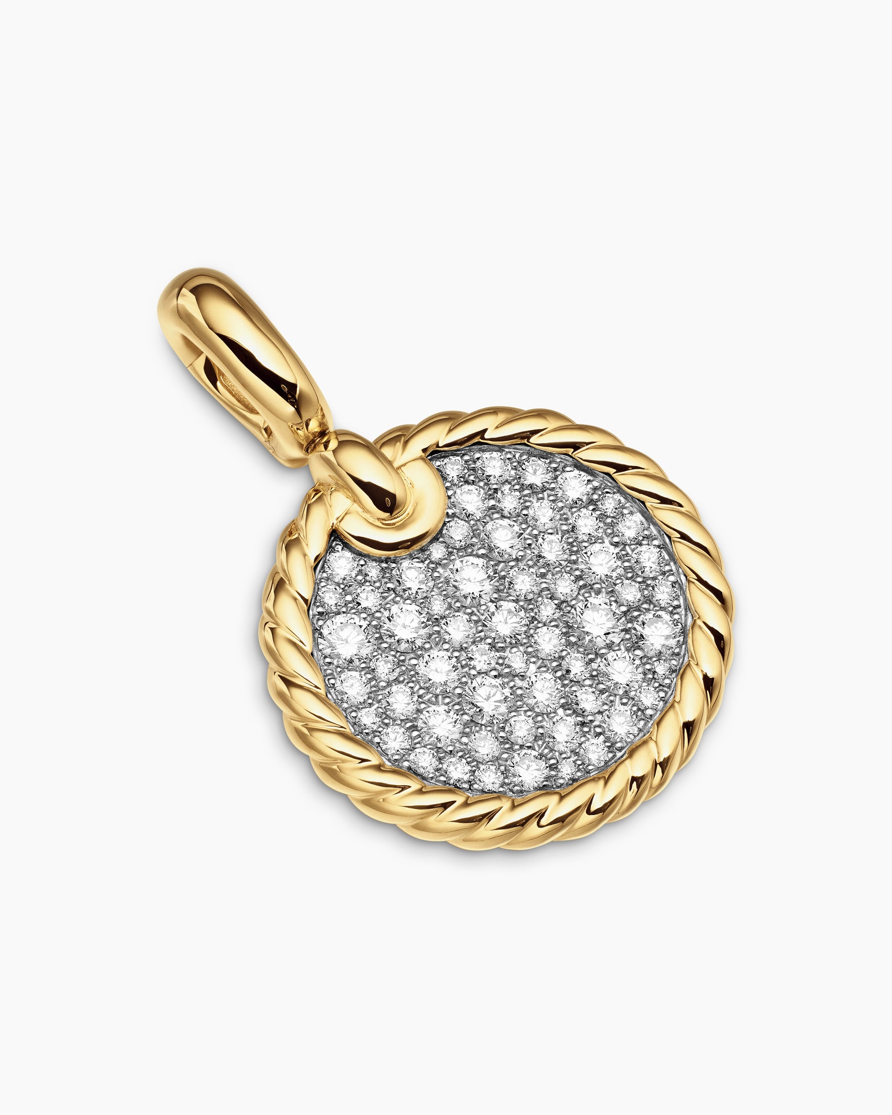 DY Elements Disc Pendant in 18K Yellow Gold with Diamonds, 14mm - Image 3
