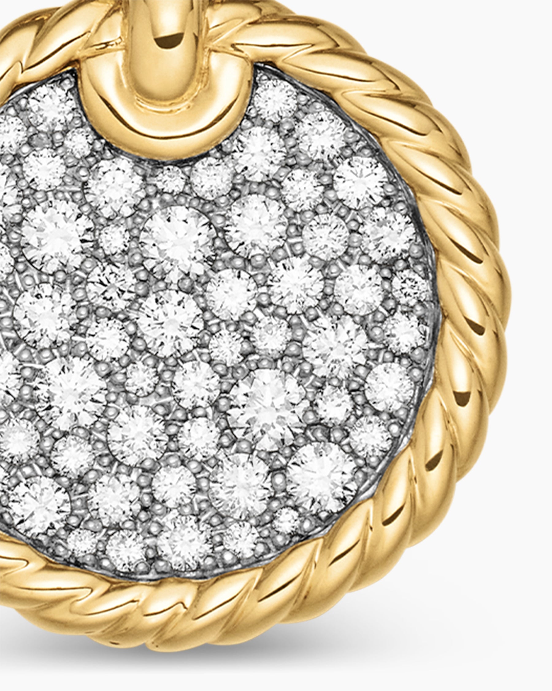 DY Elements Disc Pendant in 18K Yellow Gold with Diamonds, 14mm - Image 5