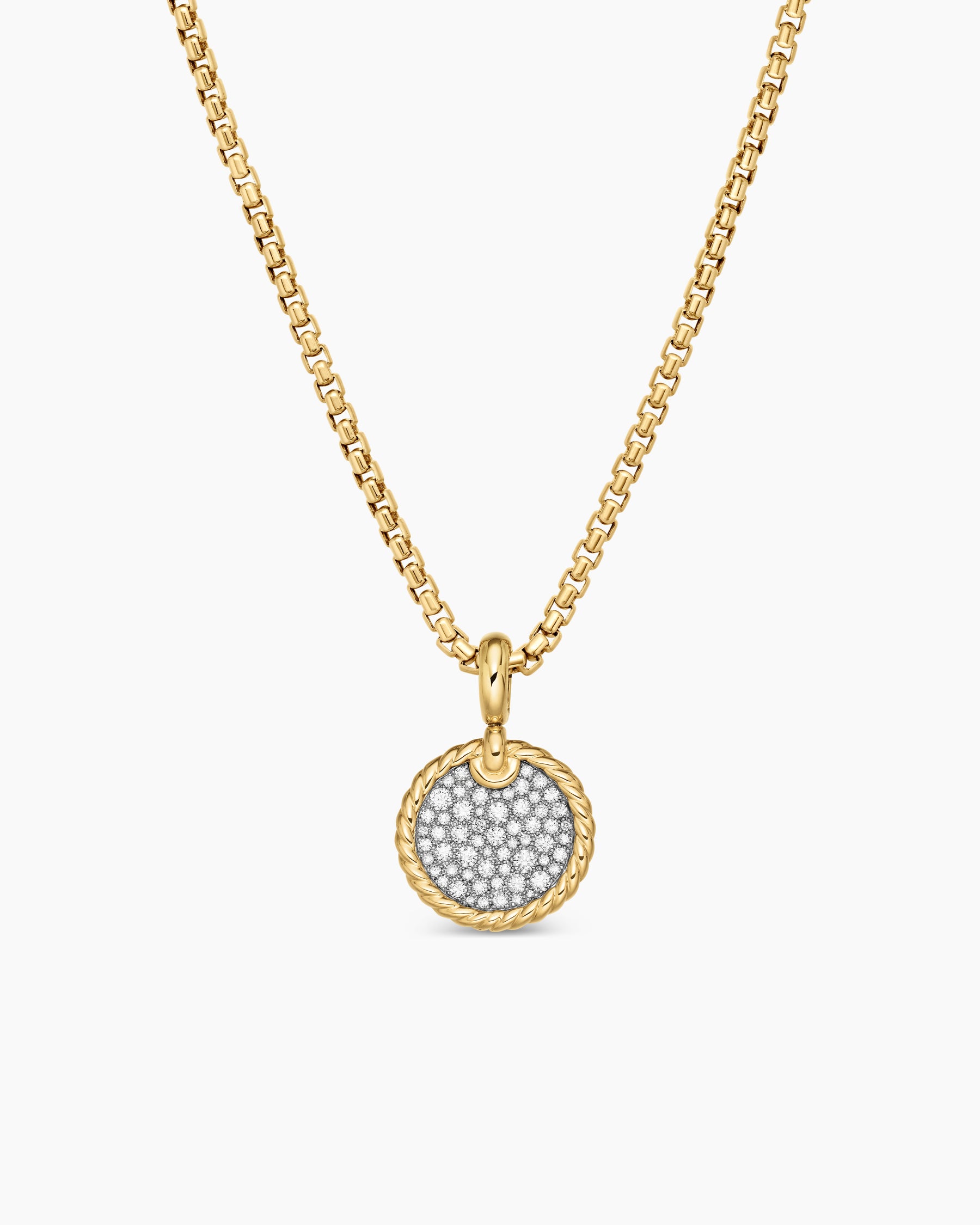 DY Elements Disc Pendant in 18K Yellow Gold with Diamonds, 14mm