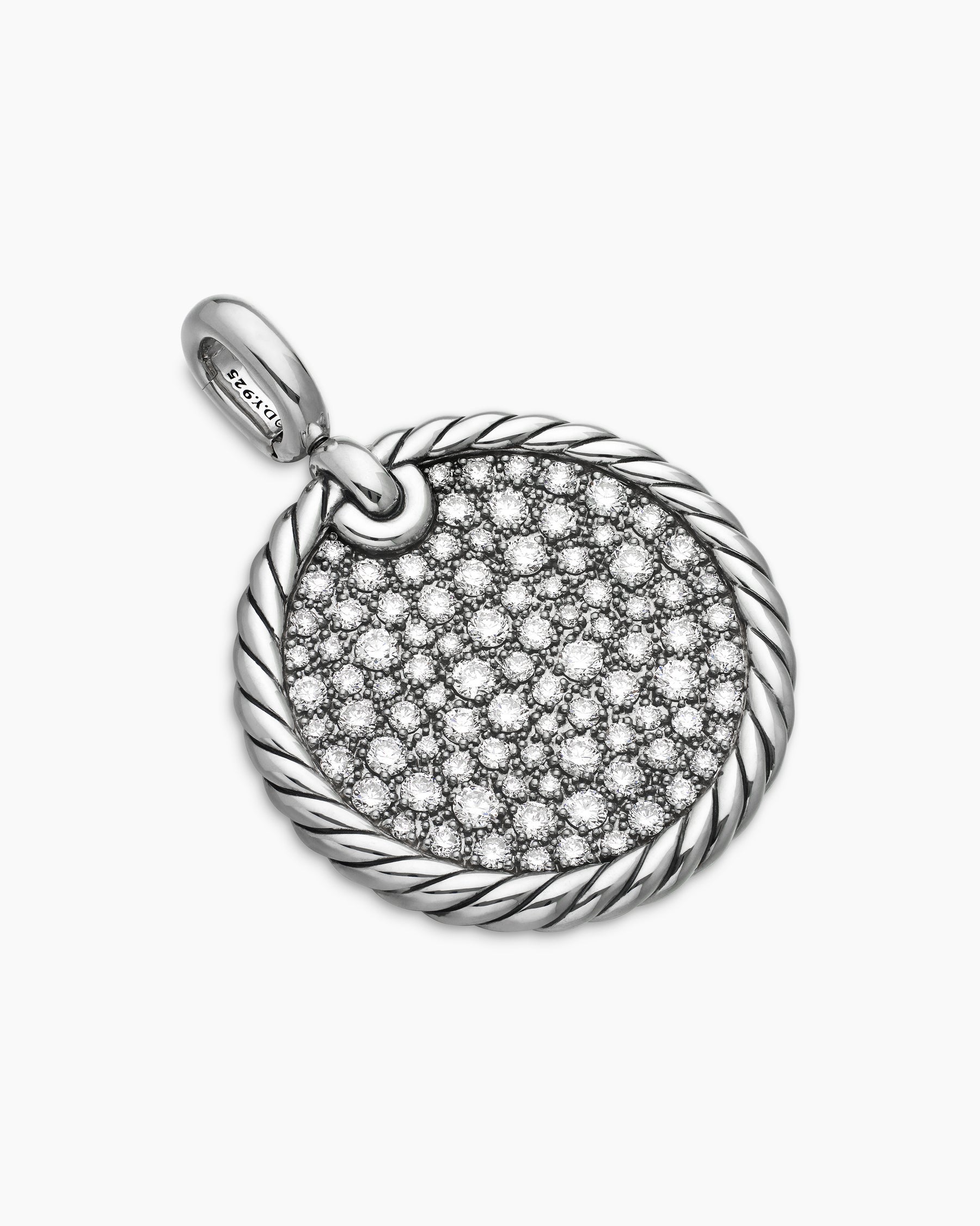 DY Elements Disc Pendant in Sterling Silver with Diamonds, 24mm - Image 3