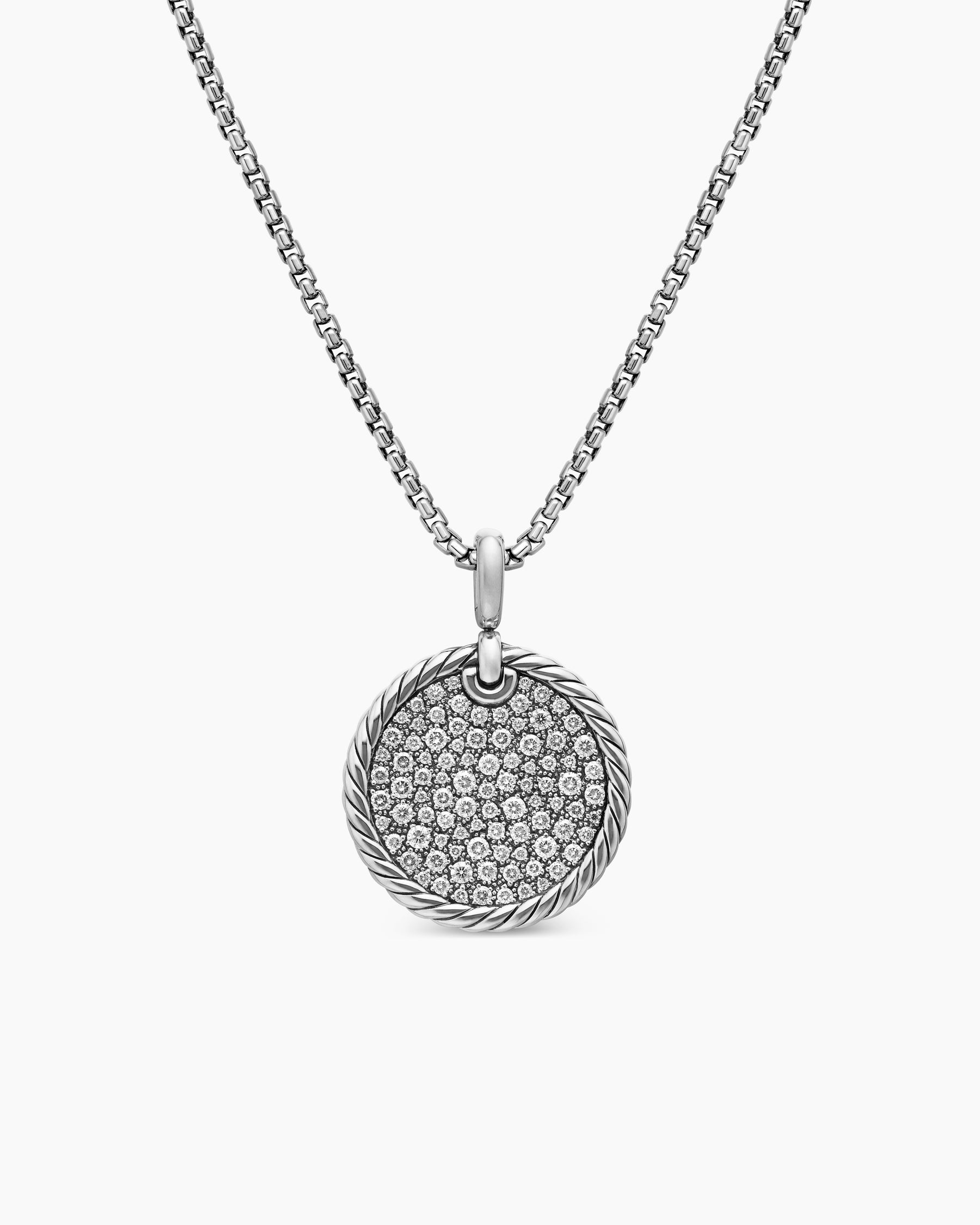 DY Elements Disc Pendant in Sterling Silver with Diamonds, 24mm