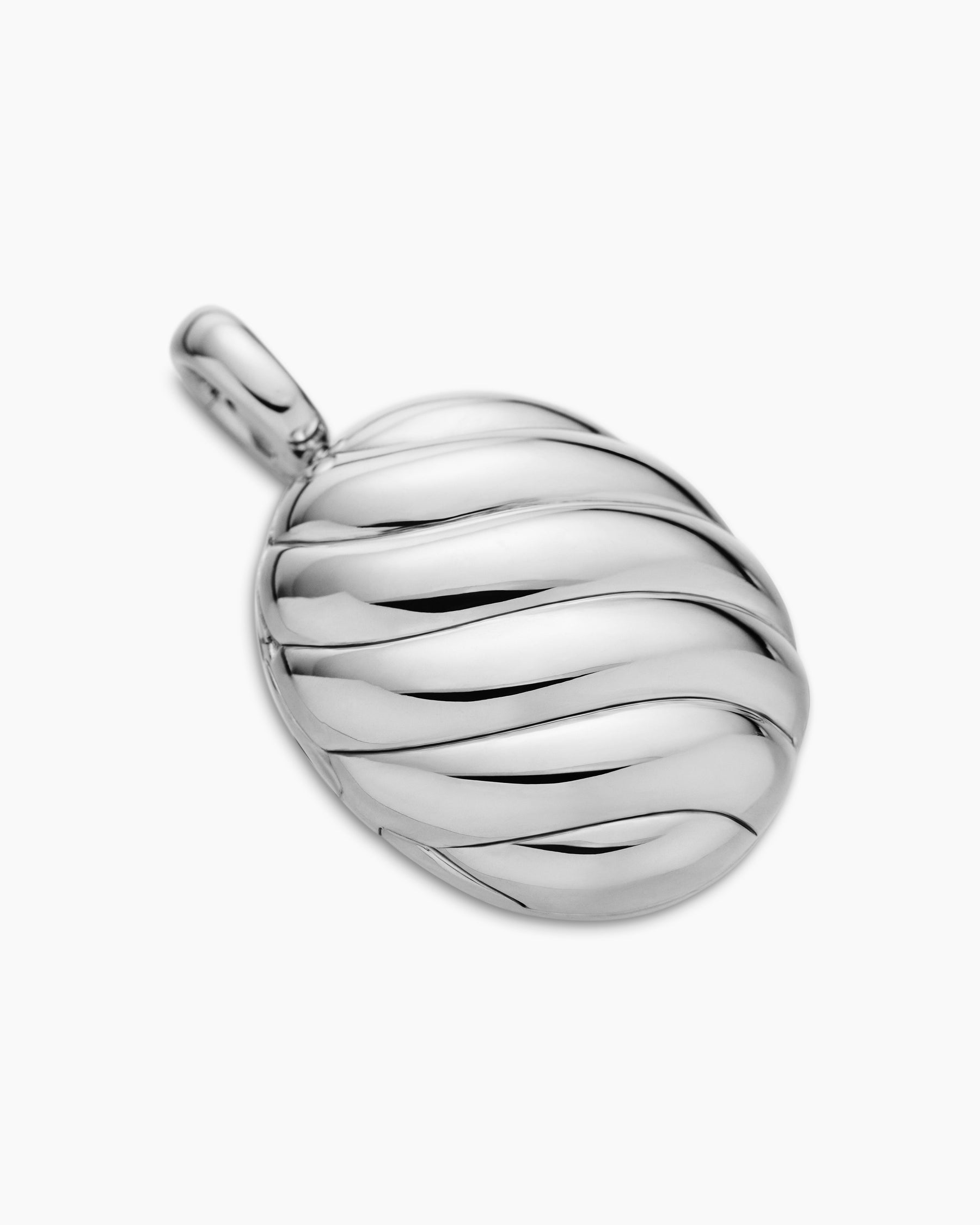 Sculpted Cable Locket in Sterling Silver, 27mm - Image 3