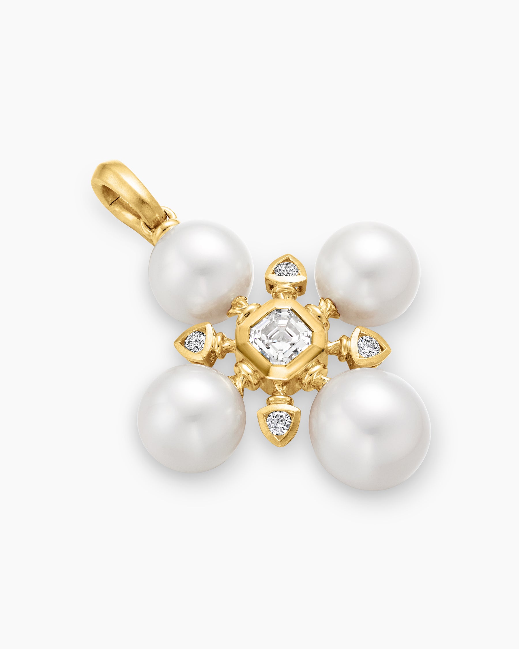 Renaissance Pearl Pendant in 18K Yellow Gold with Pearls and Diamonds, 29.4mm - Image 3