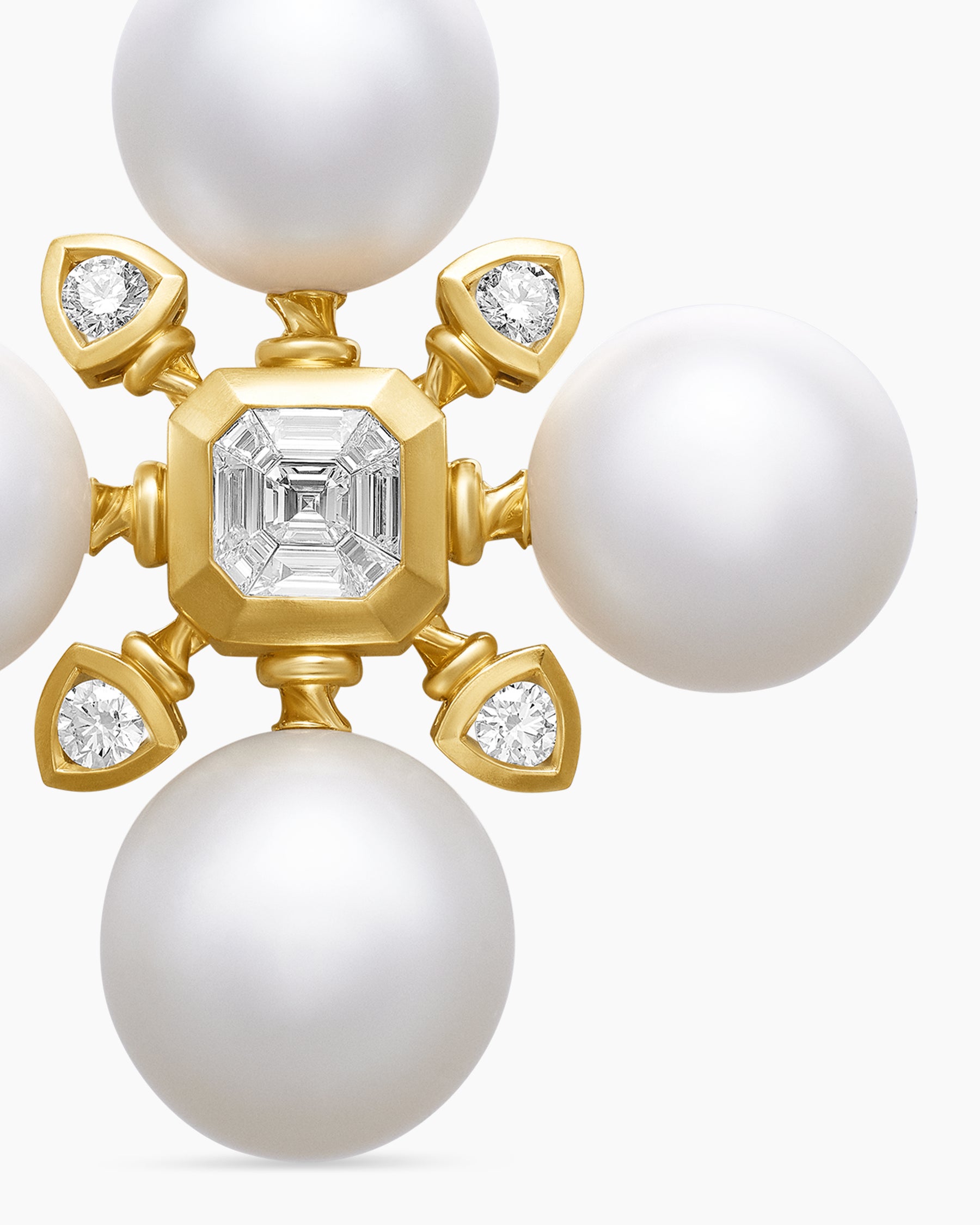 Renaissance Pearl Pendant in 18K Yellow Gold with Pearls and Diamonds, 29.4mm - Image 5