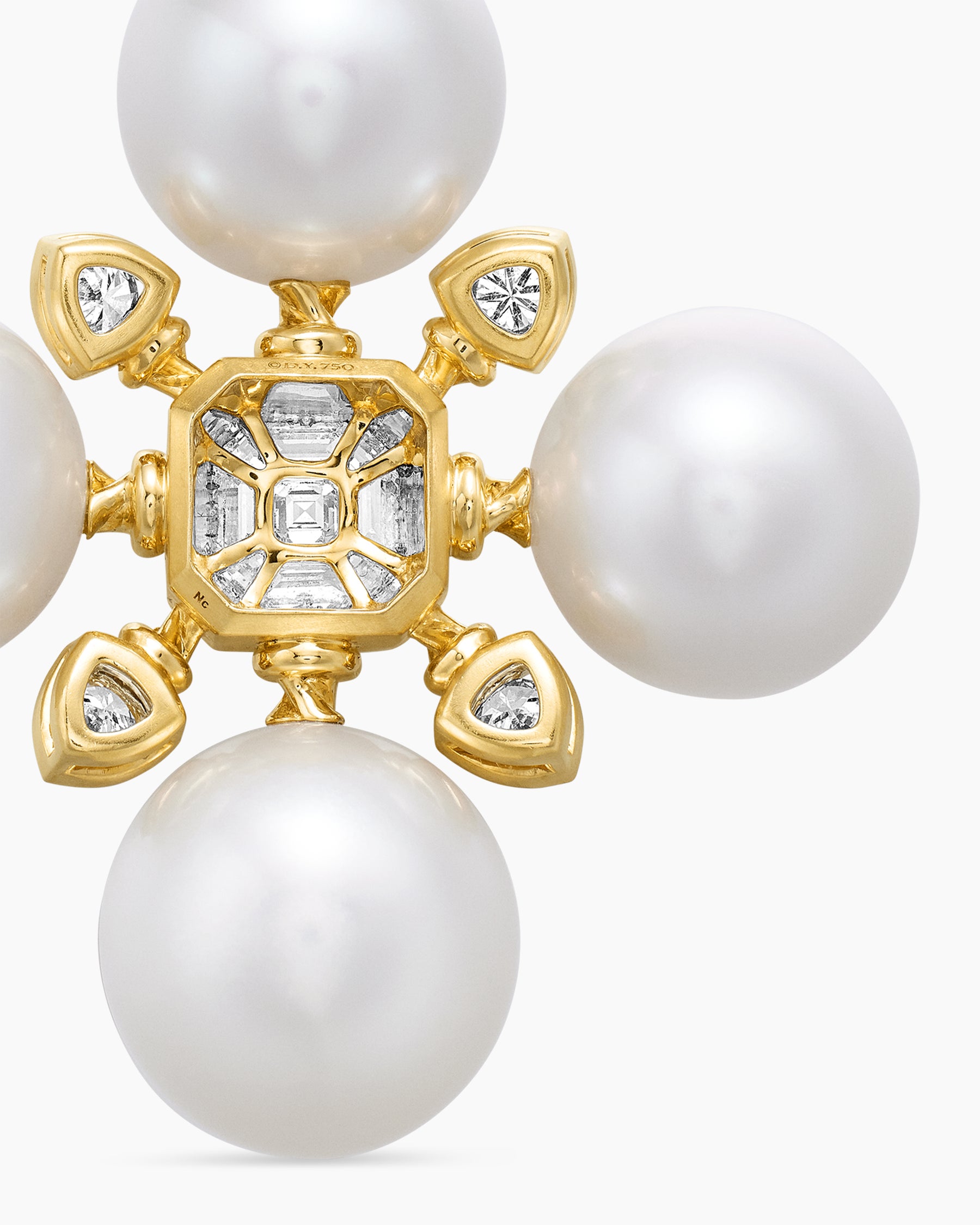 Renaissance Pearl Pendant in 18K Yellow Gold with Pearls and Diamonds, 29.4mm - Image 6
