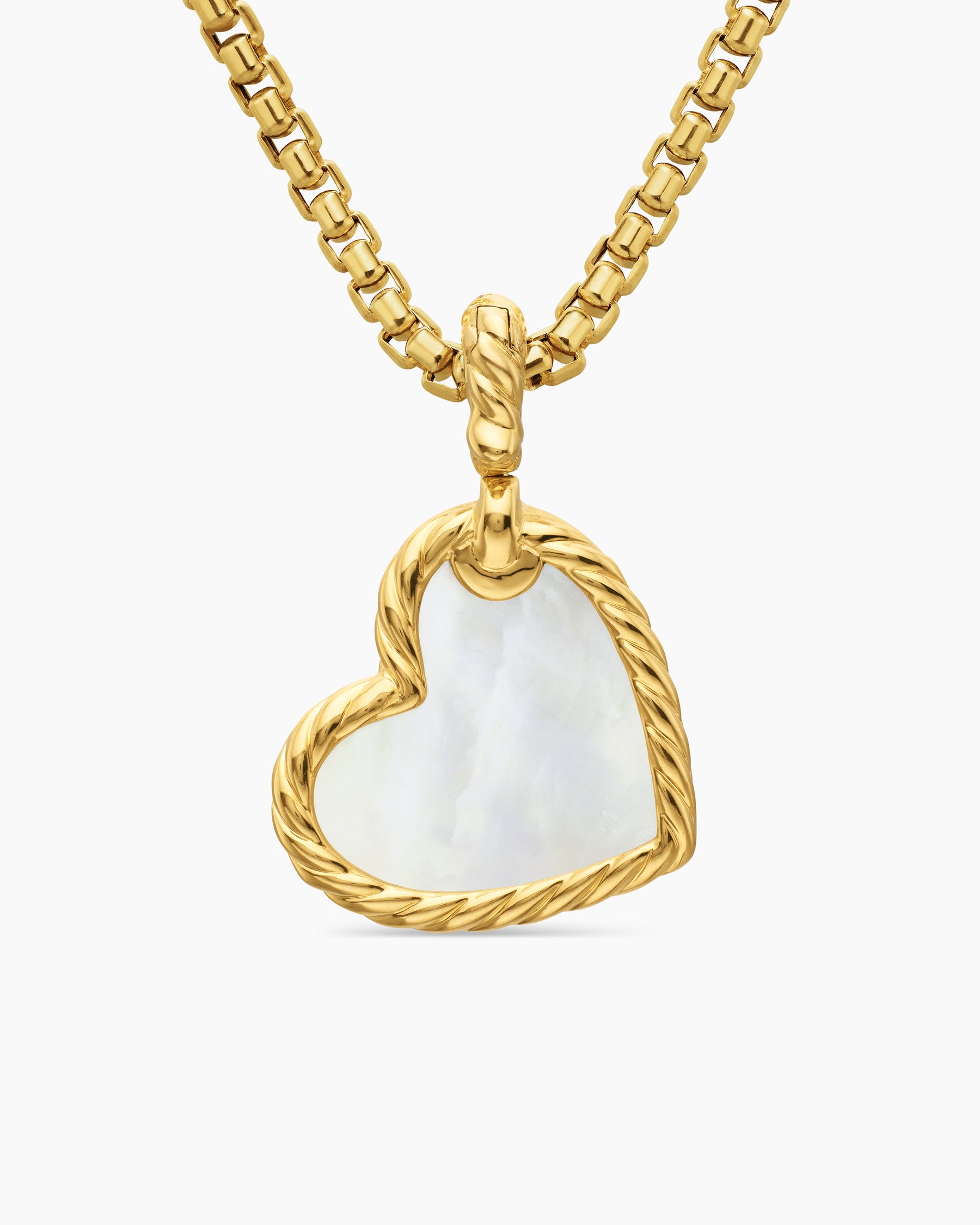 DY Elements Heart Amulet in 18K Yellow Gold with Mother of Pearl and Diamonds, 18.7mm - Image 3