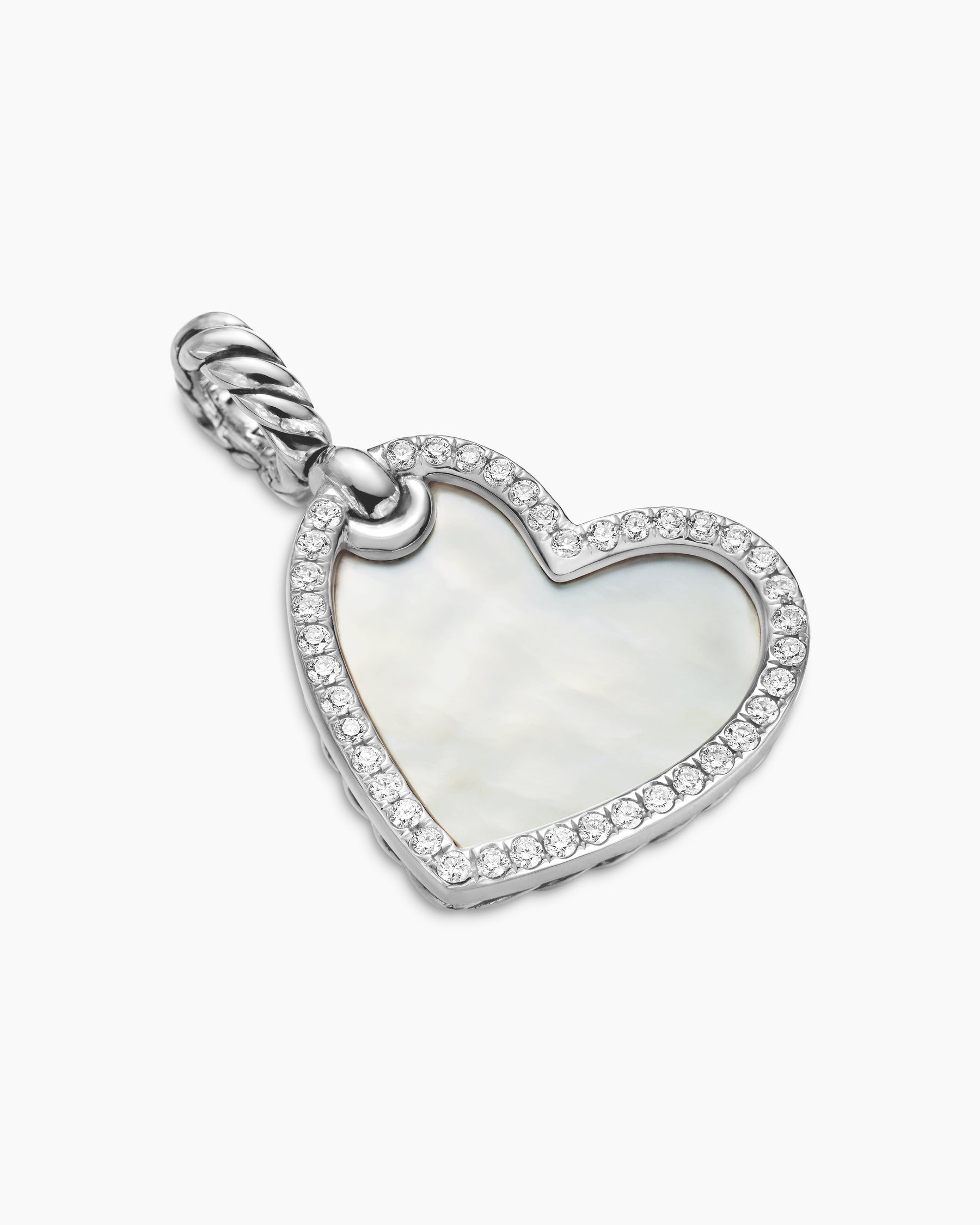 Alternative view of DY Elements Heart Amulet in Sterling Silver with Mother of Pearl and Diamonds, 18.7mm