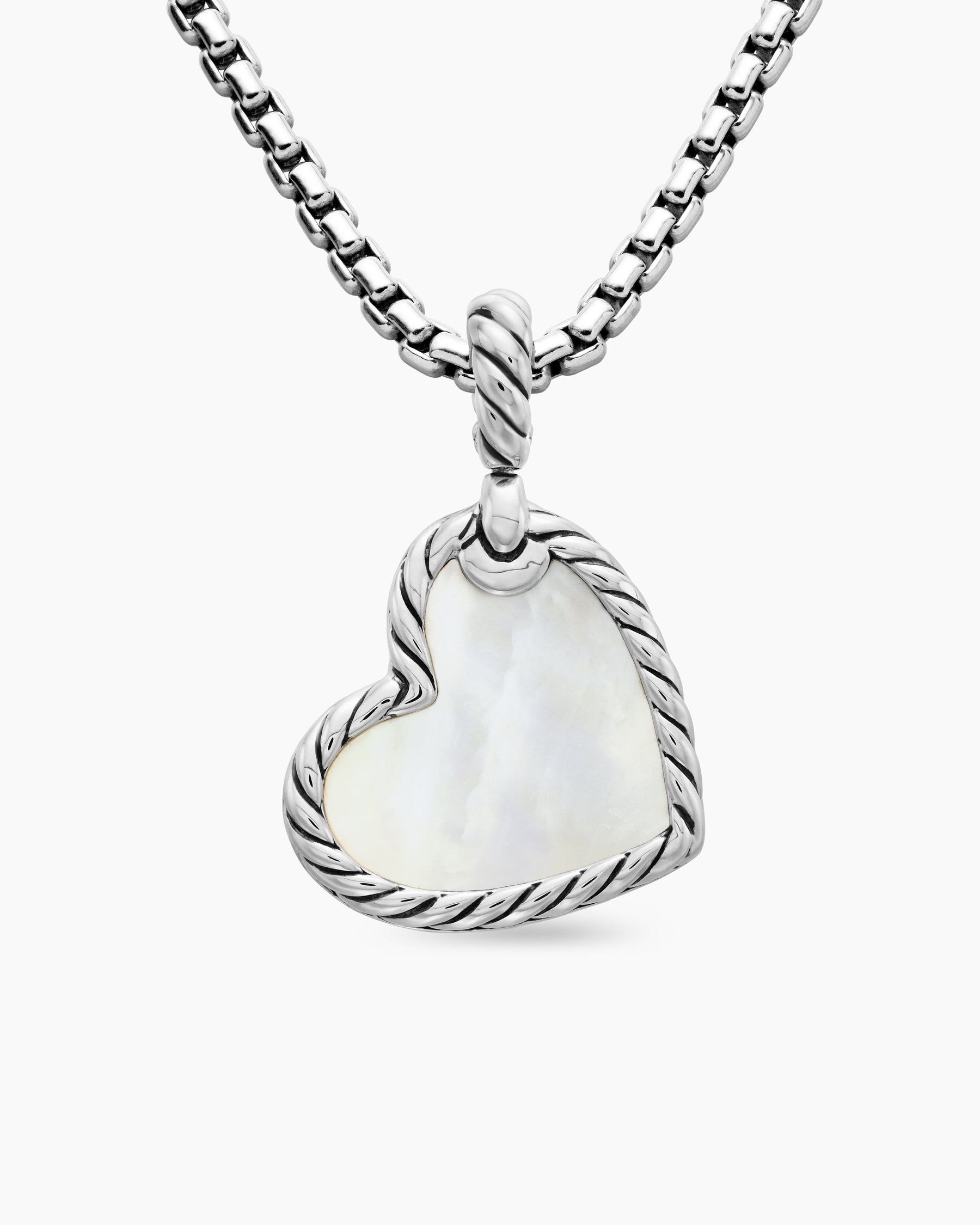DY Elements Heart Amulet in Sterling Silver with Mother of Pearl and Diamonds, 18.7mm - Image 3
