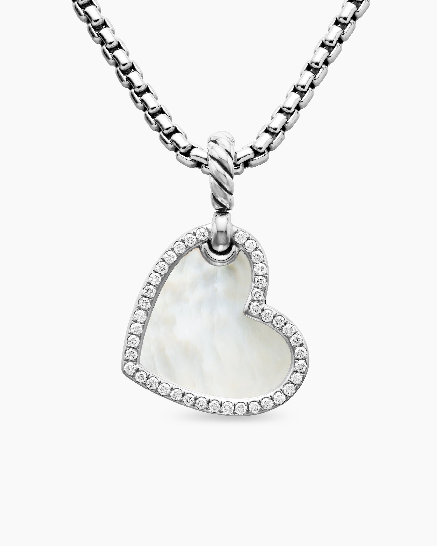 DY Elements Heart Amulet in Sterling Silver with Mother of Pearl and Diamonds, 18.7mm