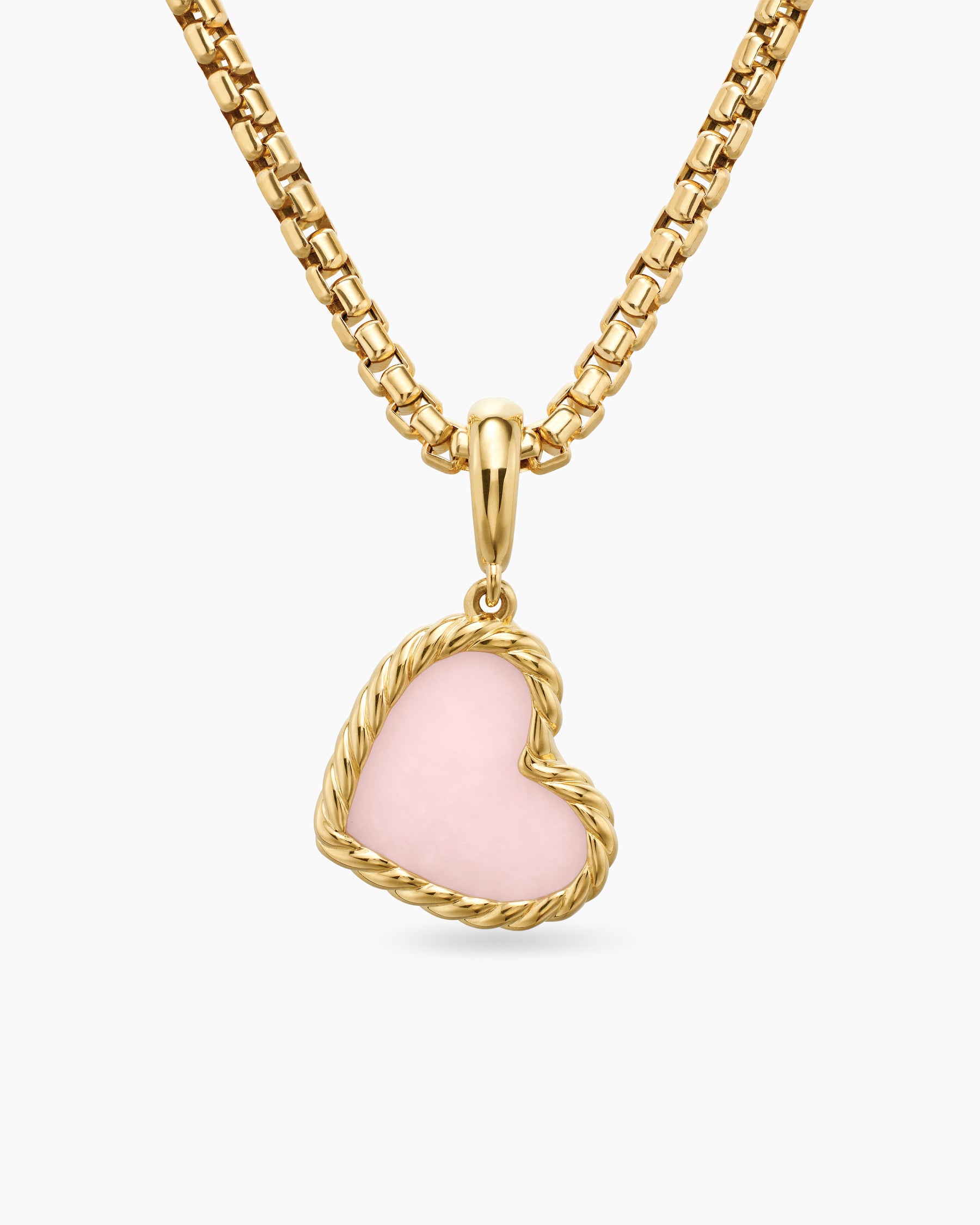 DY Elements Heart Amulet in 18K Yellow Gold with Pink Opal, 15.2mm
