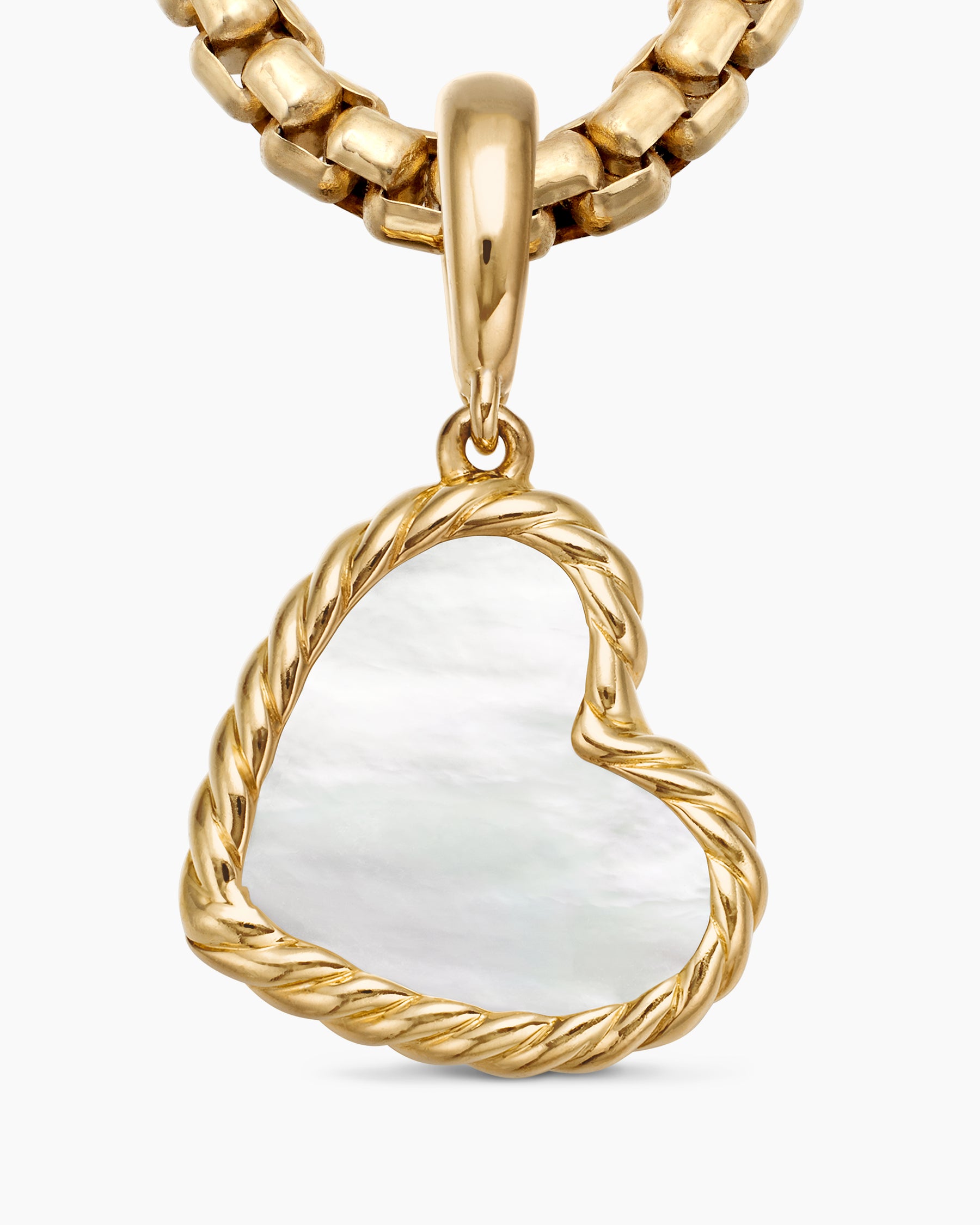 DY Elements Heart Amulet in 18K Yellow Gold with Mother of Pearl, 15.2mm - Image 5