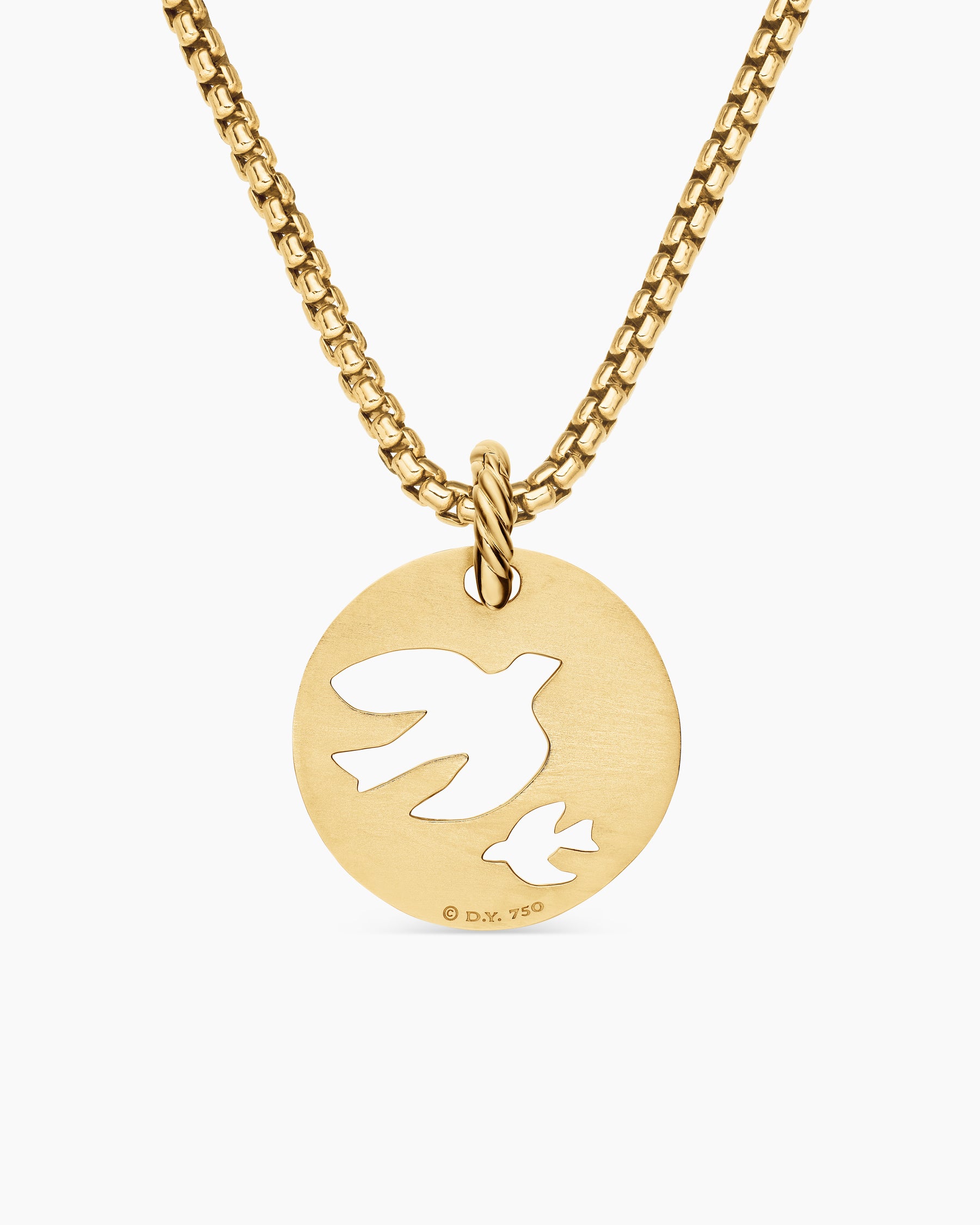 DY Elements Dove Pendant in 18K Yellow Gold with Diamonds, 22mm - Image 4