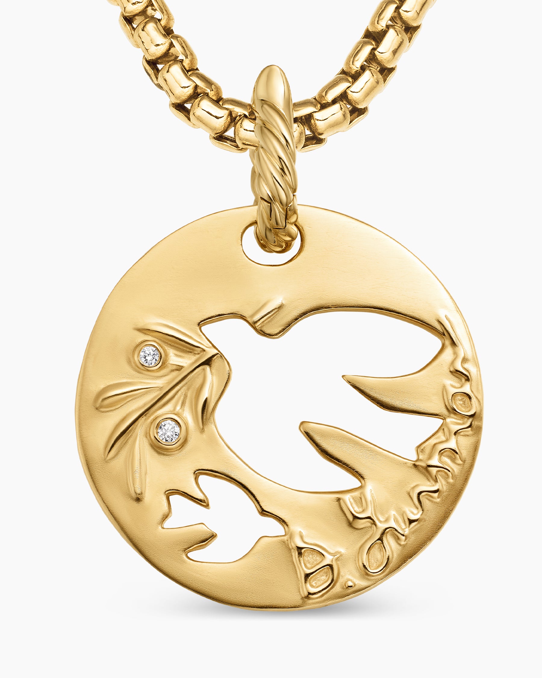 DY Elements Dove Pendant in 18K Yellow Gold with Diamonds, 22mm - Image 5