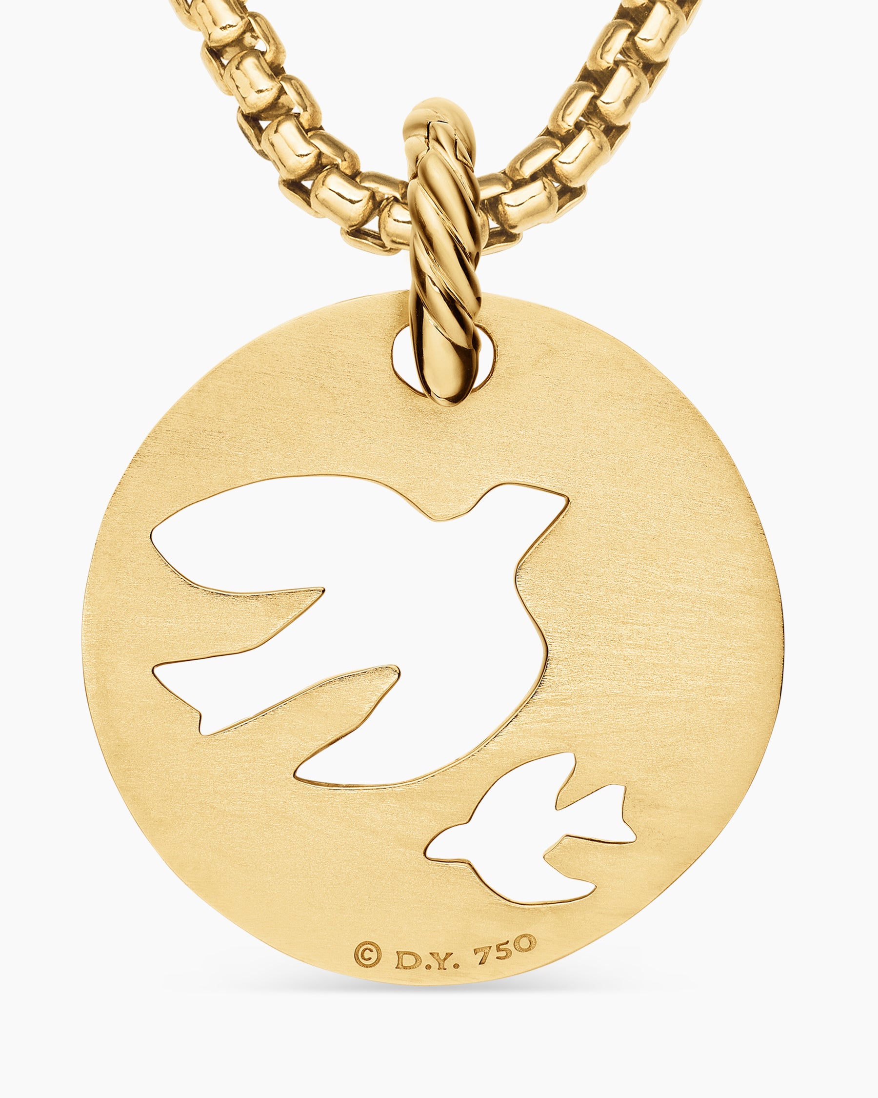 DY Elements Dove Pendant in 18K Yellow Gold with Diamonds, 22mm - Image 6