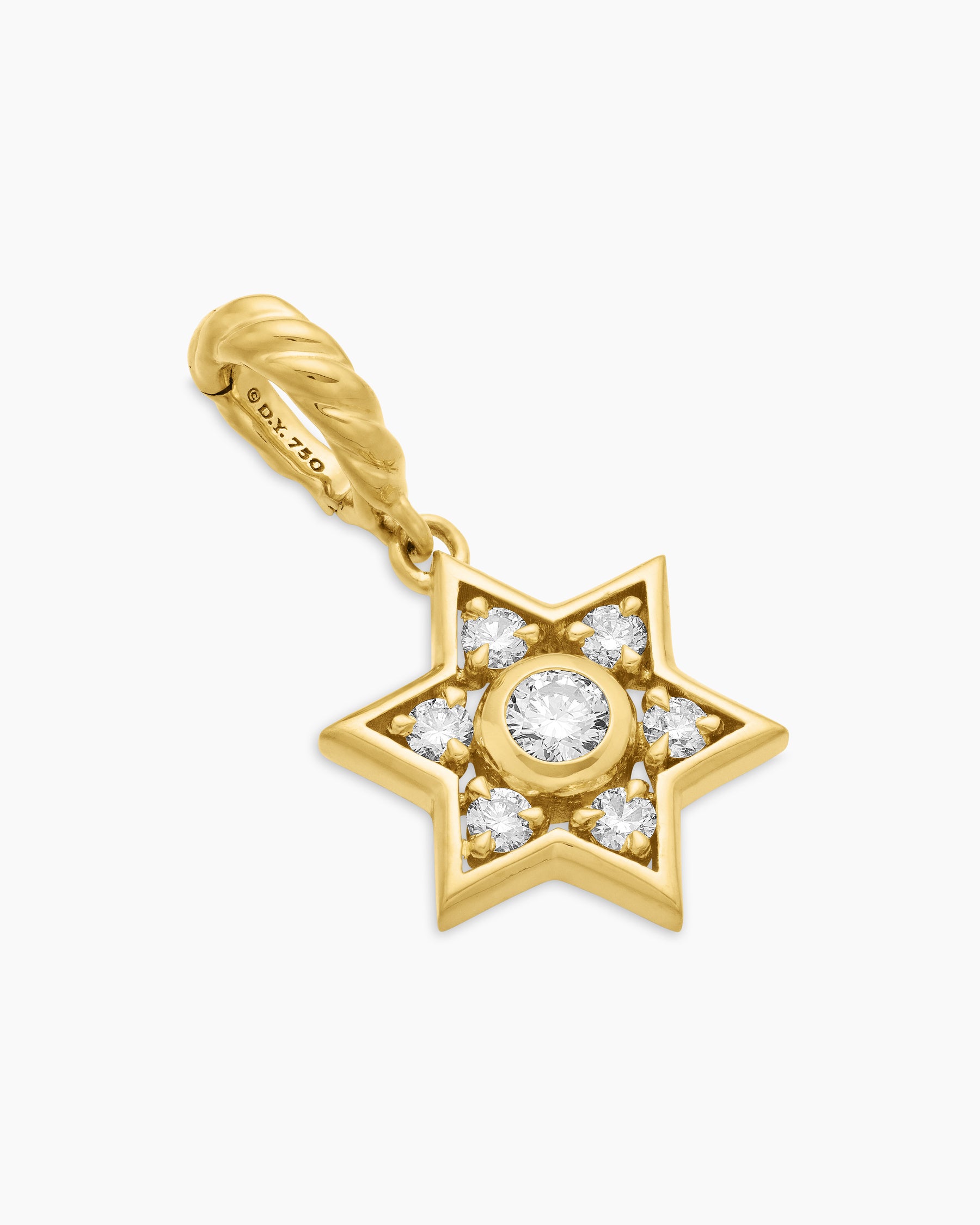 Petite Star of David Pendant in 18K Yellow Gold with Diamonds, 11.2mm - Image 3