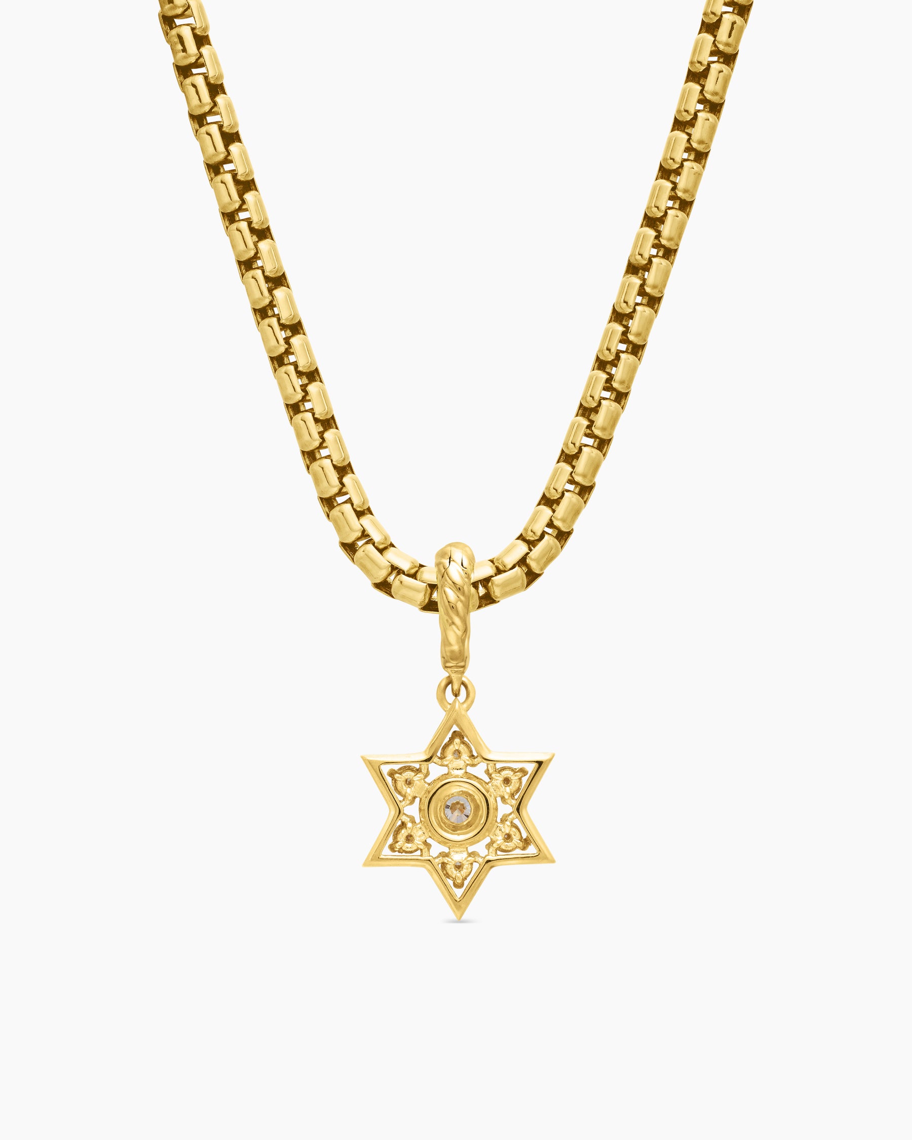 Petite Star of David Pendant in 18K Yellow Gold with Diamonds, 11.2mm - Image 4