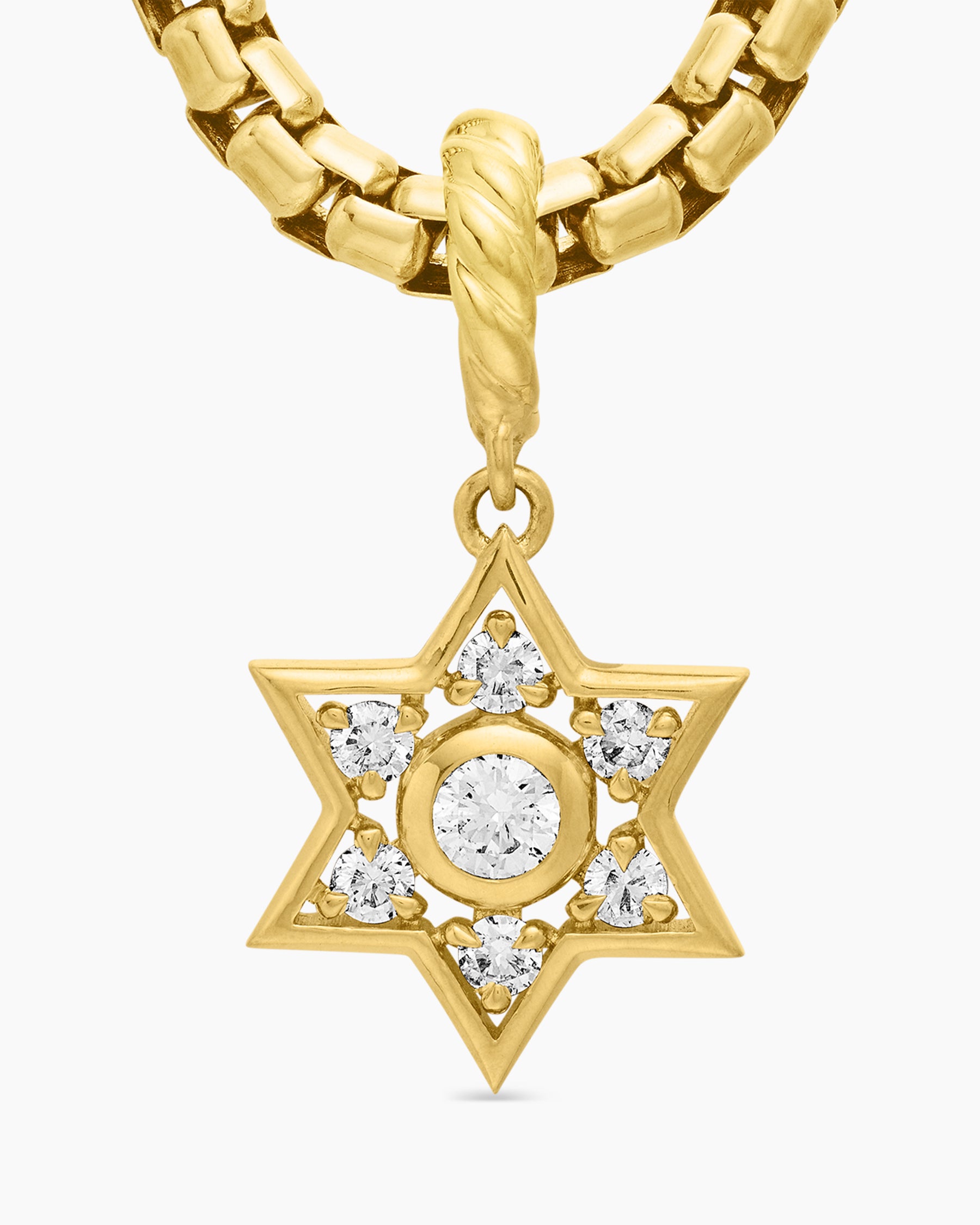 Petite Star of David Pendant in 18K Yellow Gold with Diamonds, 11.2mm - Image 5