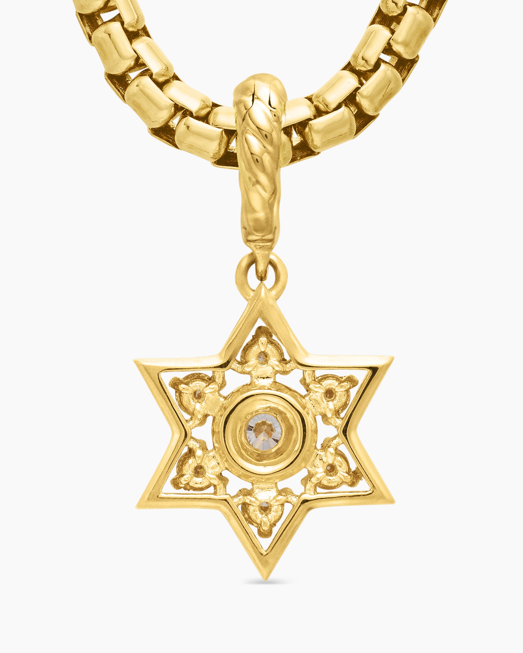 Petite Star of David Pendant in 18K Yellow Gold with Diamonds, 11.2mm - Image 6