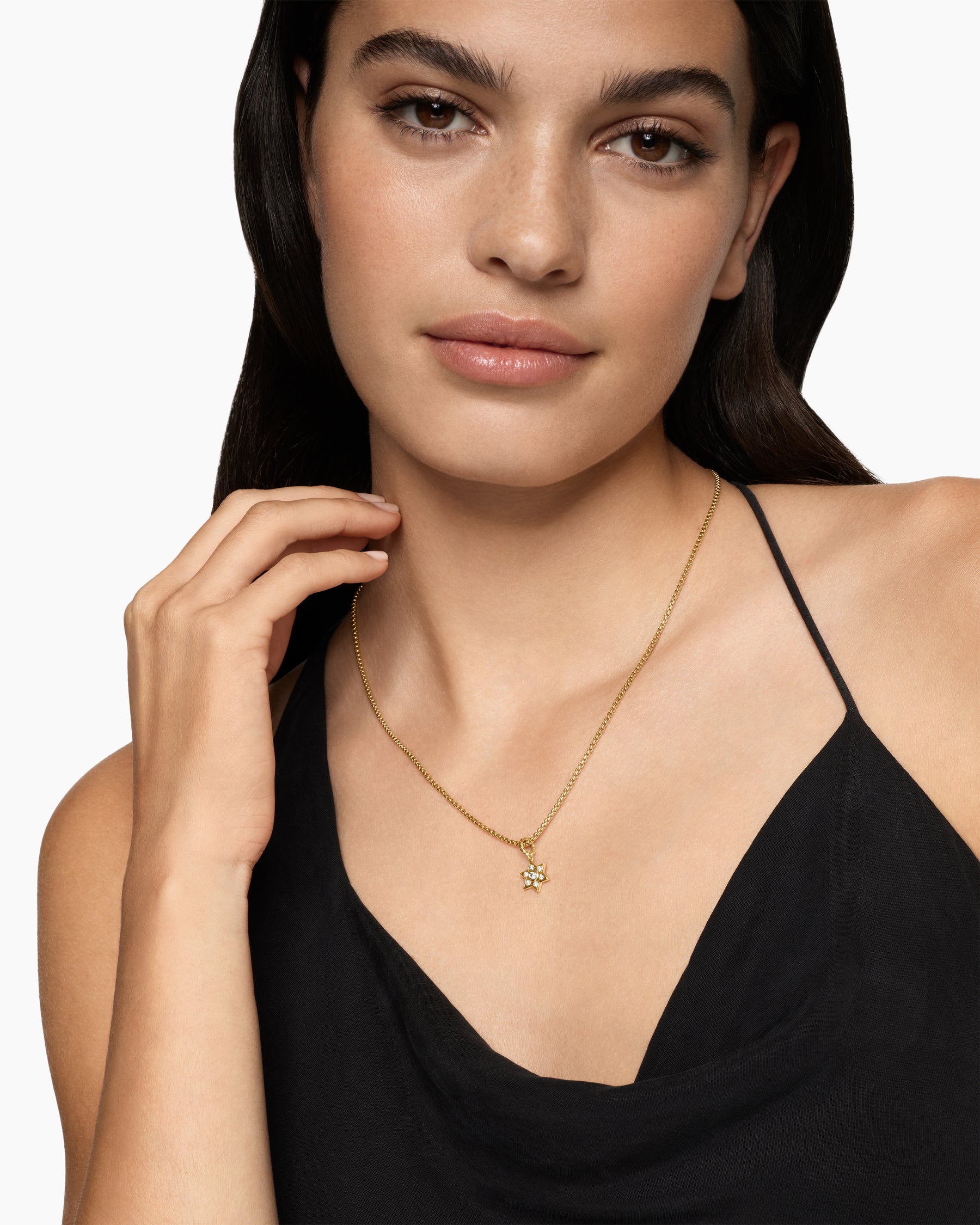 Alternative view of Petite Star of David Pendant in 18K Yellow Gold with Diamonds, 11.2mm