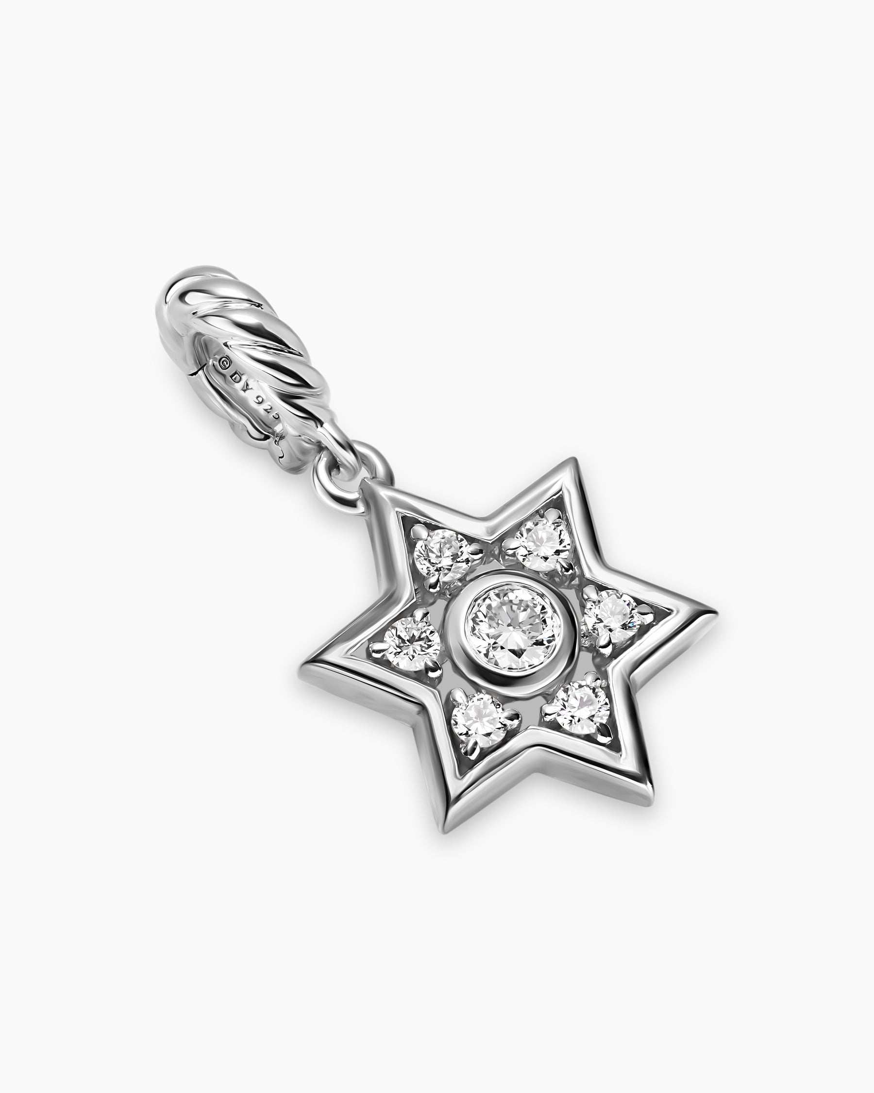 Petite Star of David Pendant in Sterling Silver with Diamonds, 12mm - Image 3