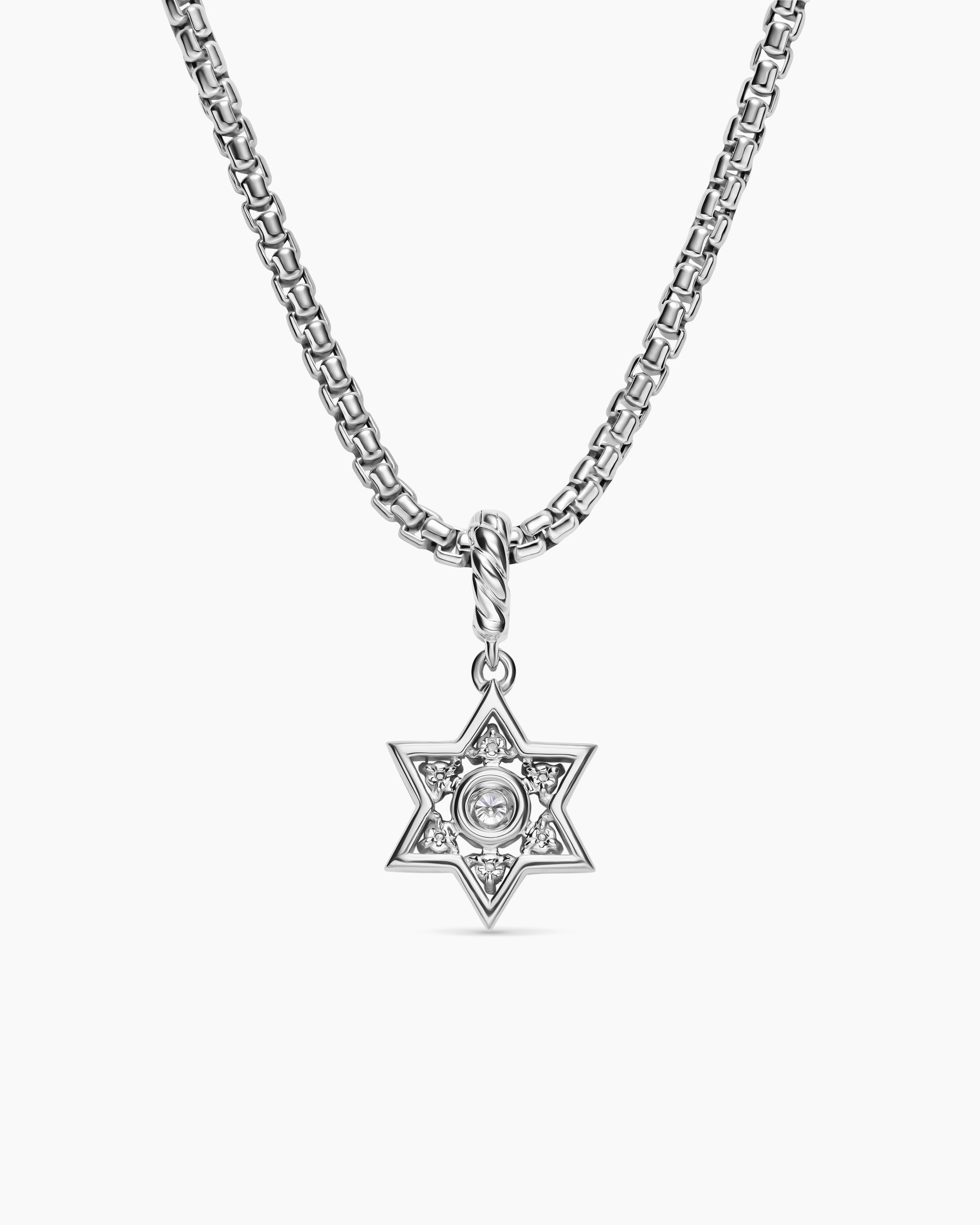 Petite Star of David Pendant in Sterling Silver with Diamonds, 12mm - Image 4