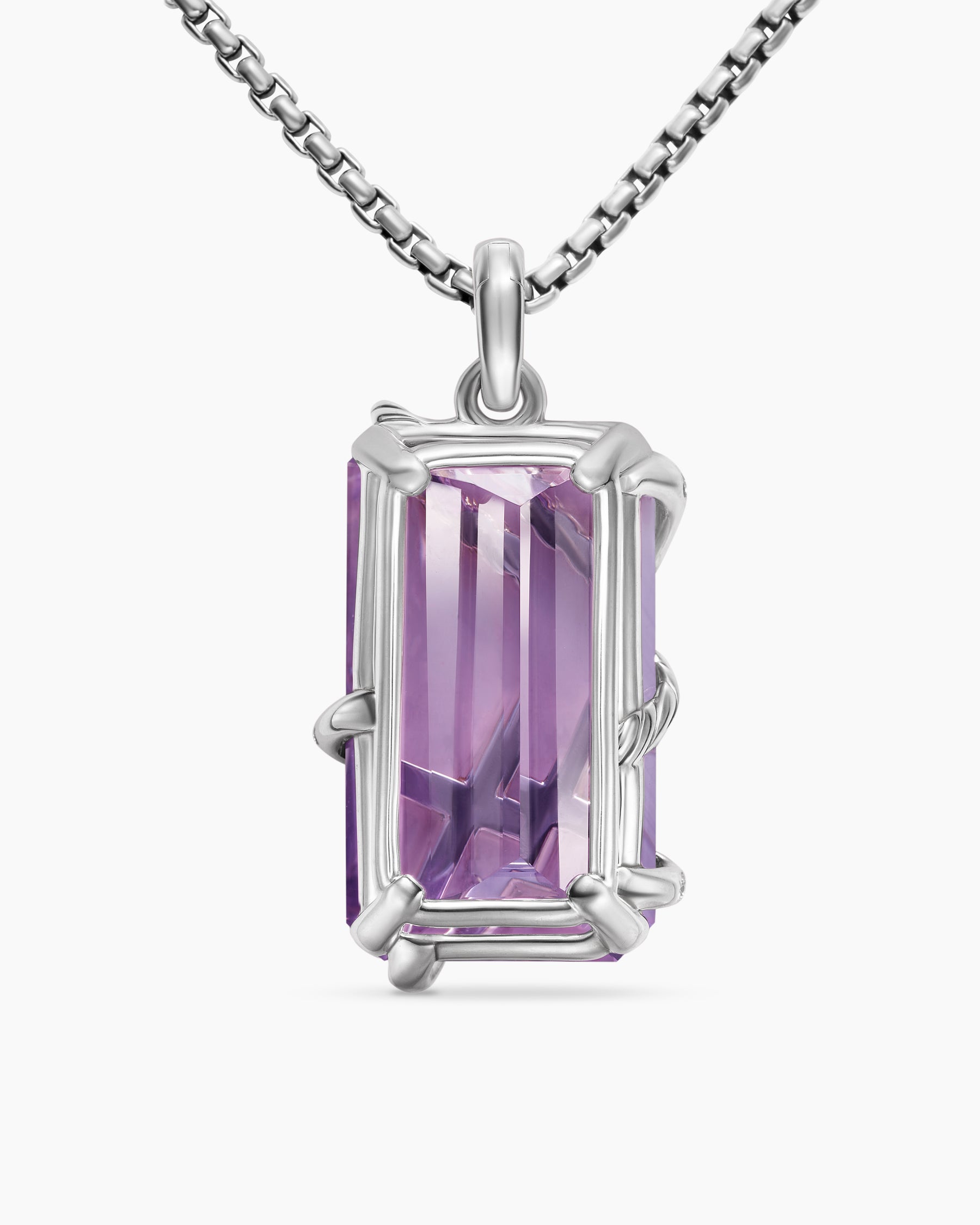 Cable Wrap Amulet in Sterling Silver with Lavender Amethyst and Diamonds, 32mm - Image 4