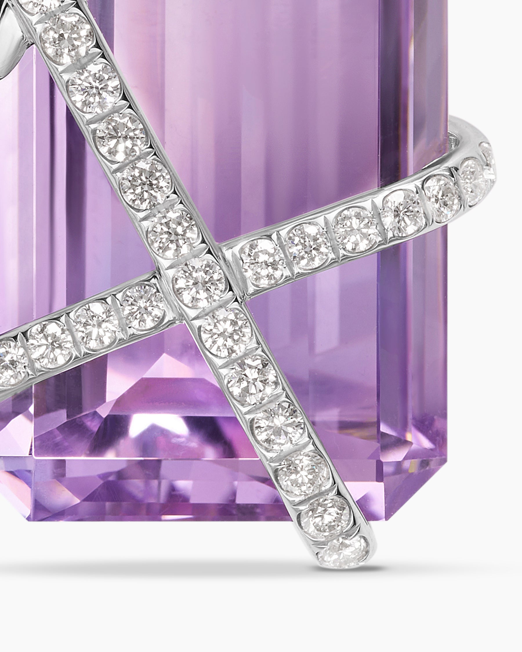 Cable Wrap Amulet in Sterling Silver with Lavender Amethyst and Diamonds, 32mm - Image 5
