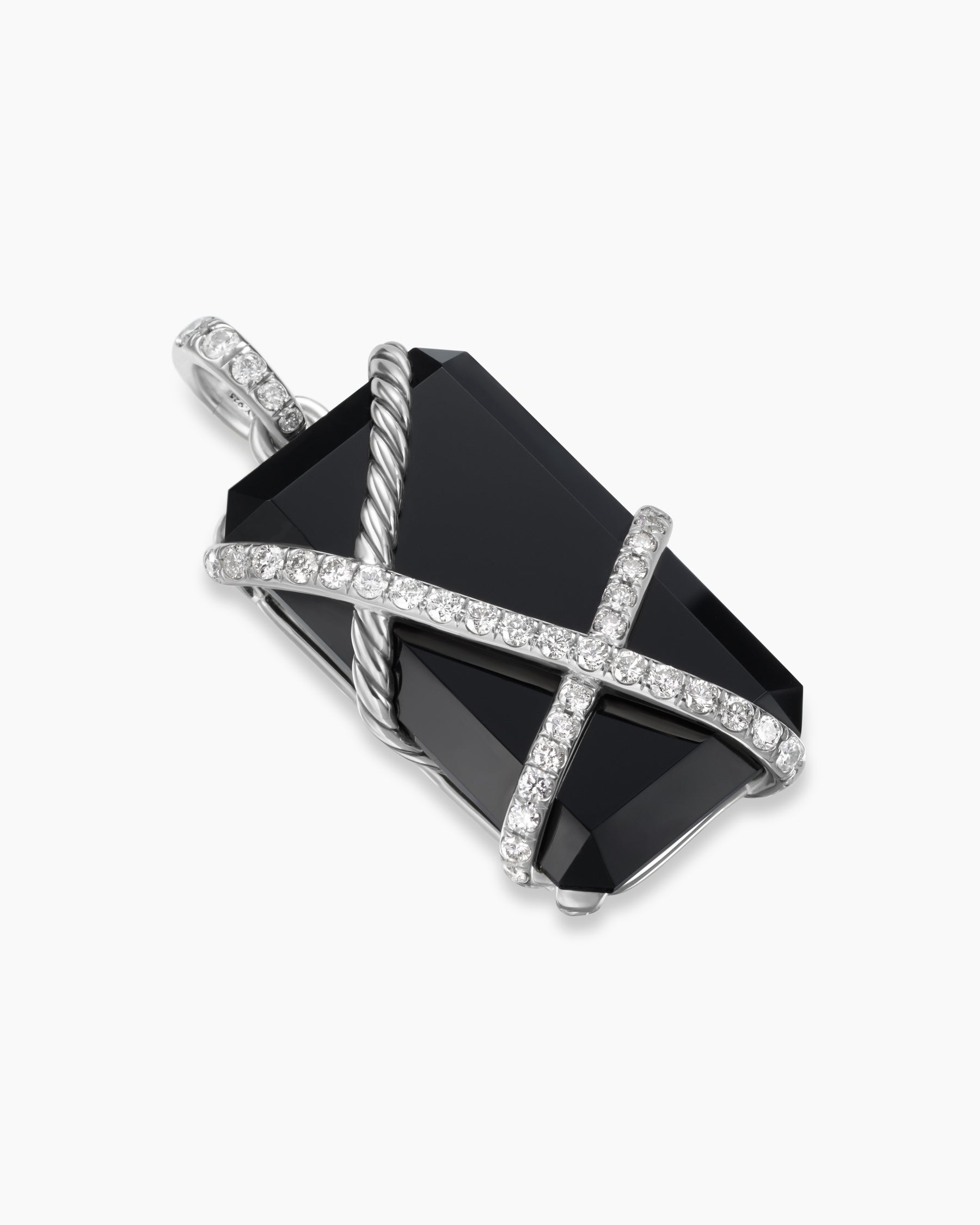 Cable Wrap Amulet in Sterling Silver with Black Onyx and Diamonds, 32mm - Image 3