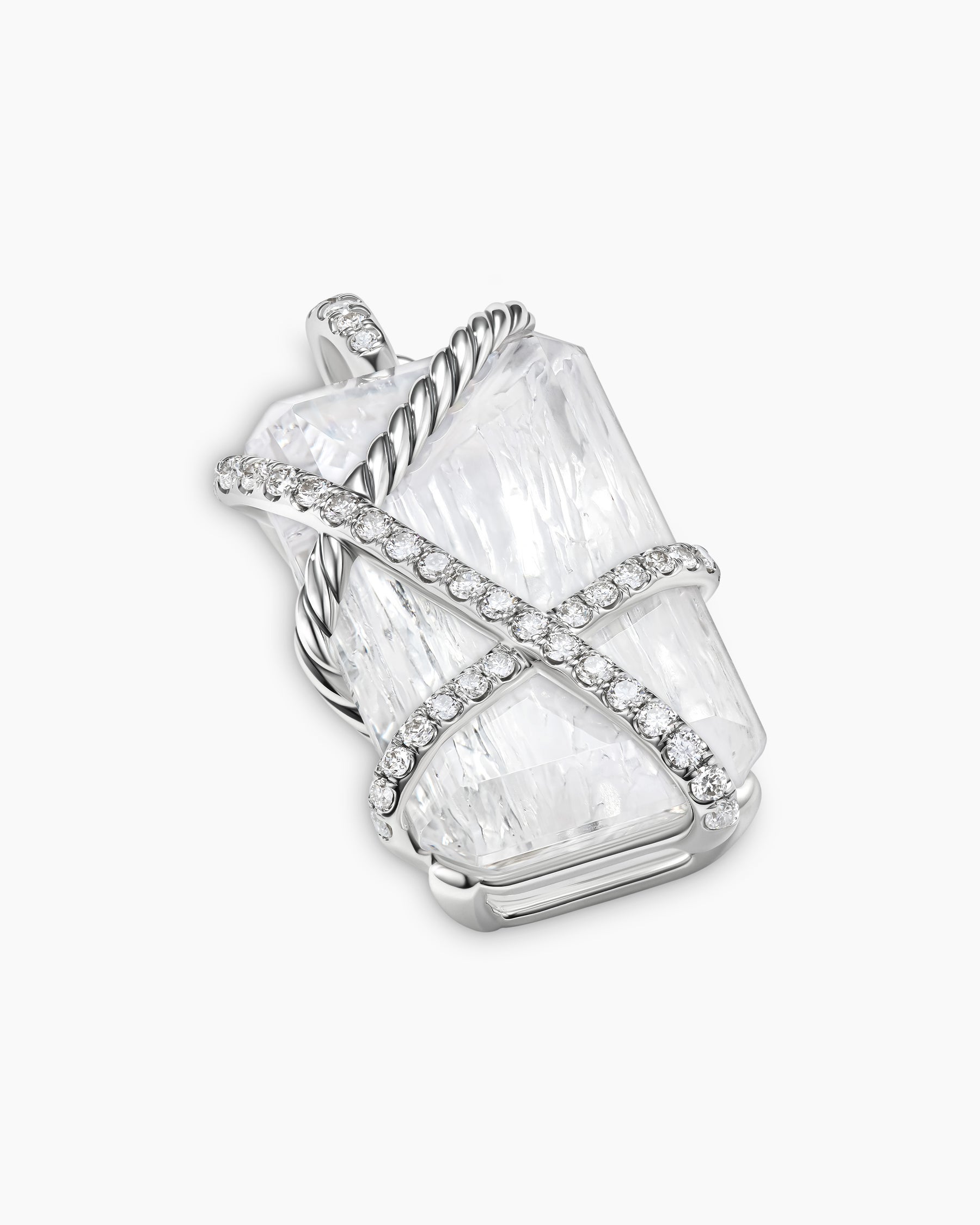 Cable Wrap Amulet in Sterling Silver with Crystal and Diamonds, 32mm - Image 3