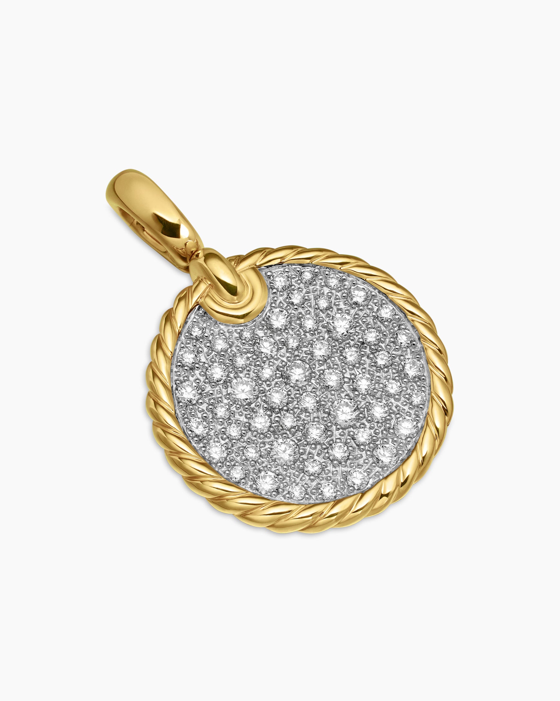 DY Elements Disc Pendant in 18K Yellow Gold with Diamonds, 21.2mm - Image 3