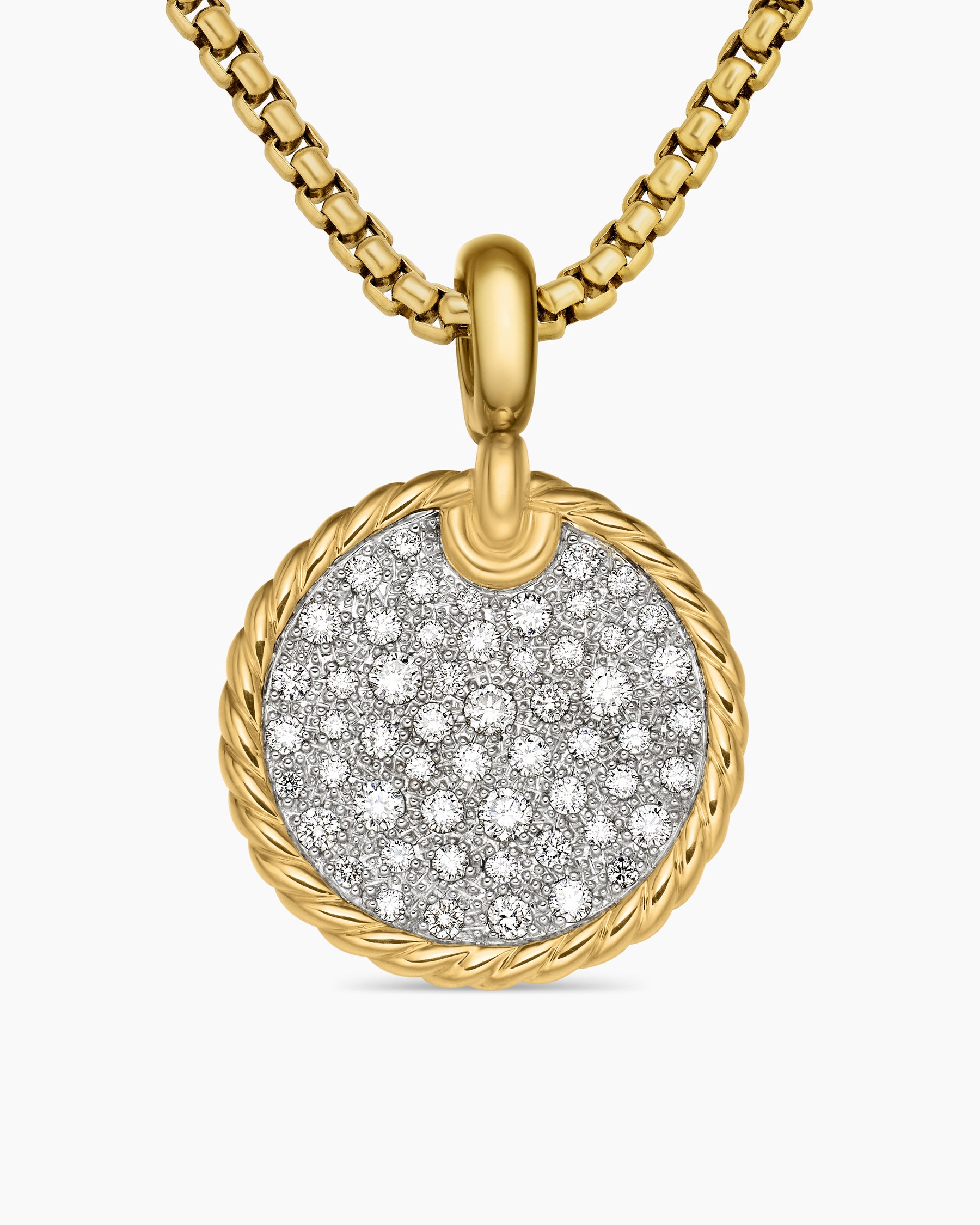 DY Elements Disc Pendant in 18K Yellow Gold with Diamonds, 21.2mm