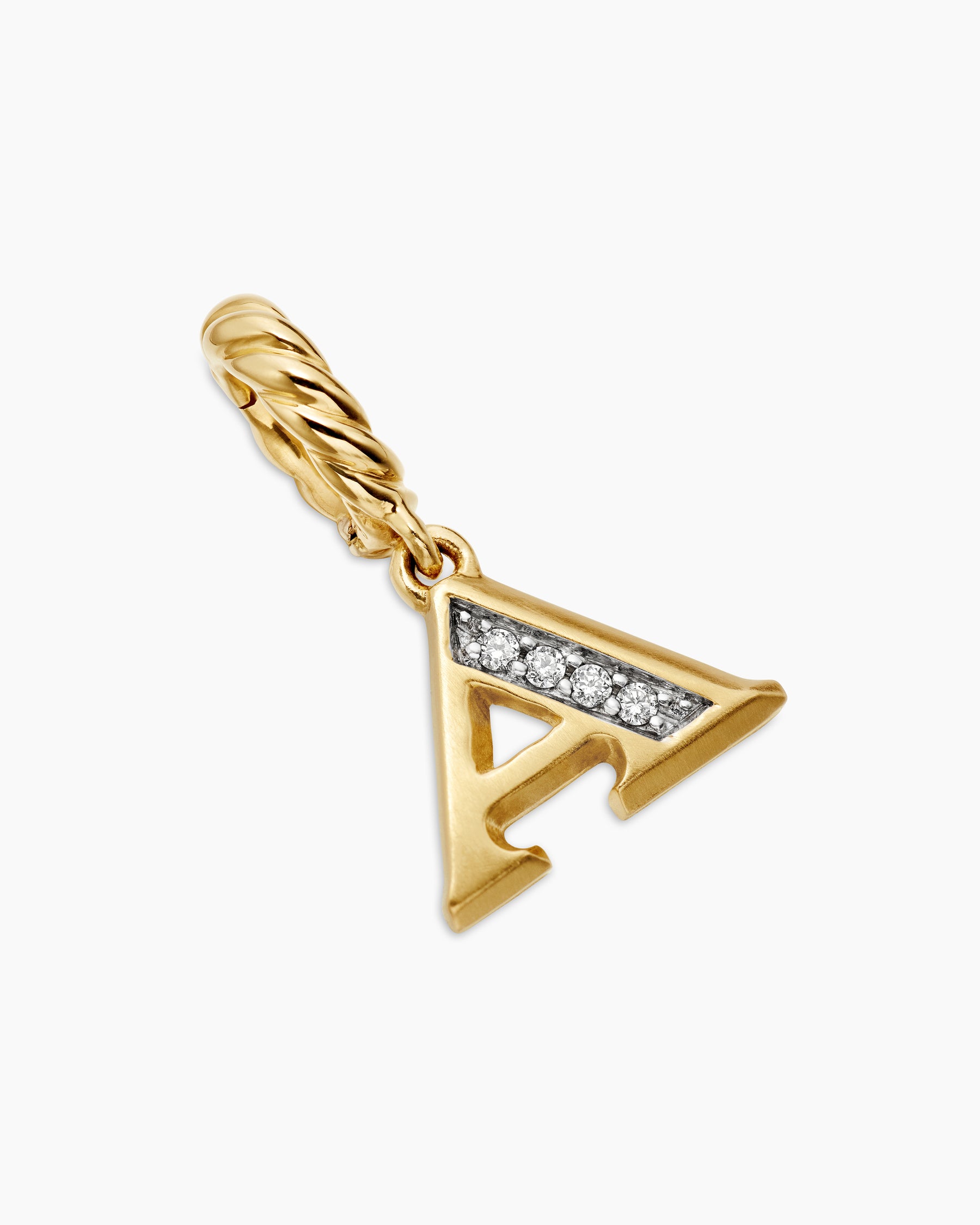 Pavé Initial Pendant in 18K Yellow Gold with Diamond A - Image 3