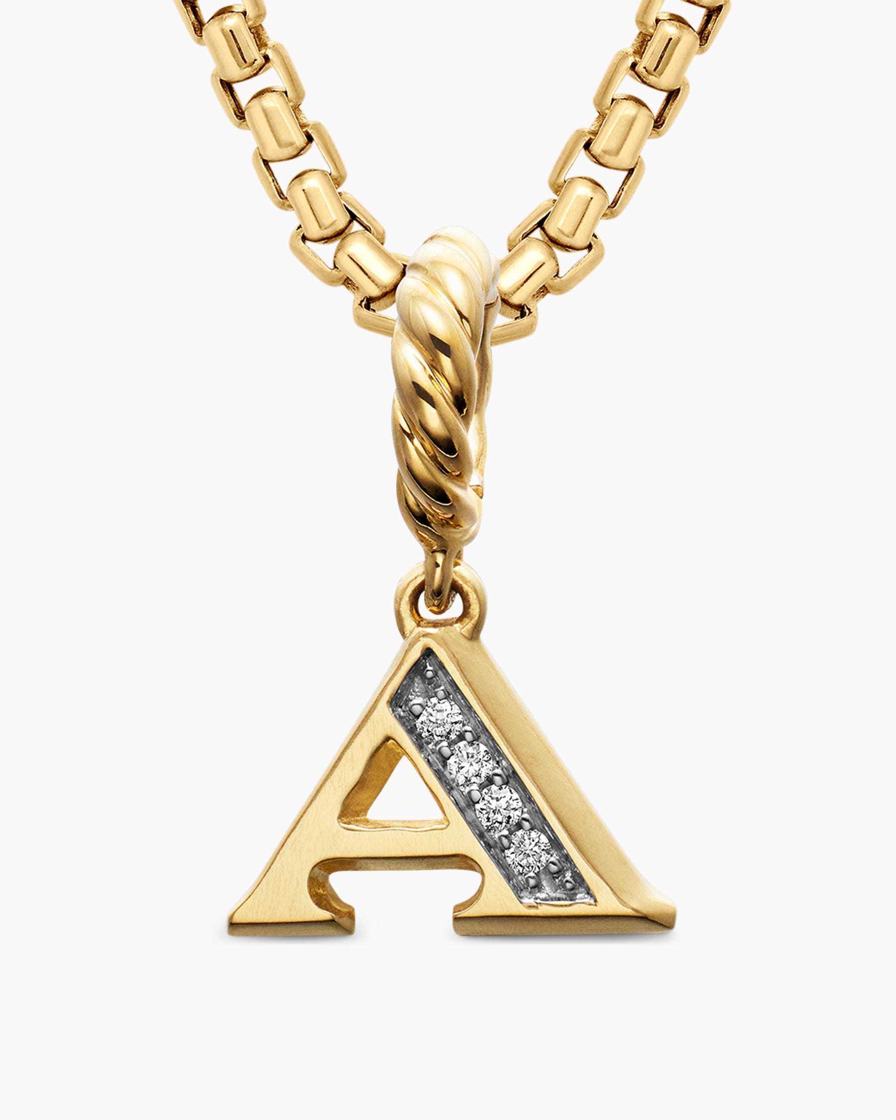 Pavé Initial Pendant in 18K Yellow Gold with Diamond A - Image 5