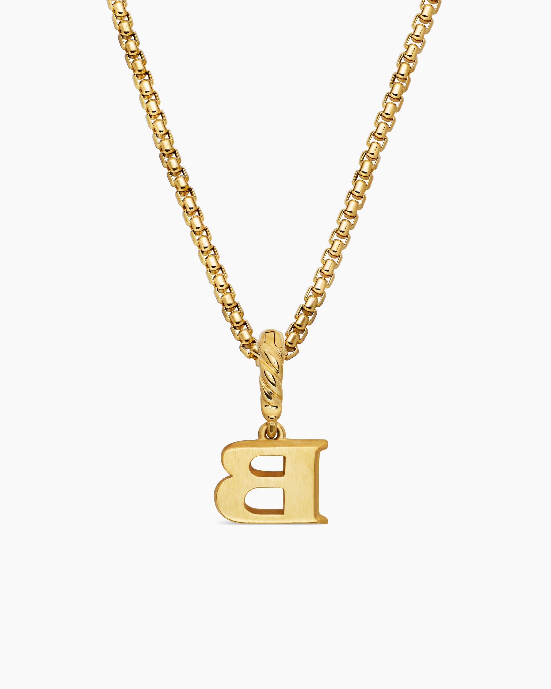 Pavé Initial Pendant in 18K Yellow Gold with Diamond B - Image 4
