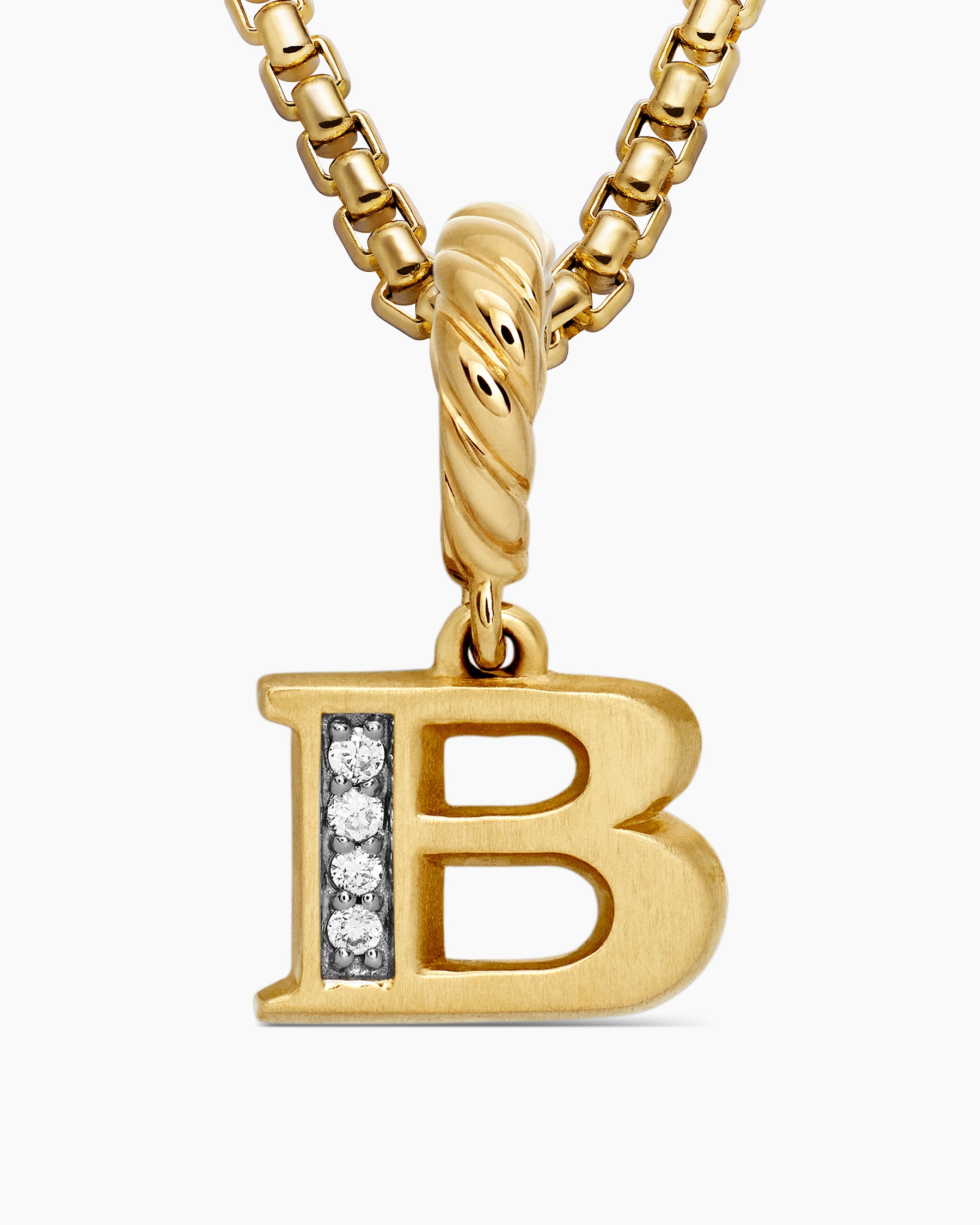Pavé Initial Pendant in 18K Yellow Gold with Diamond B - Image 5