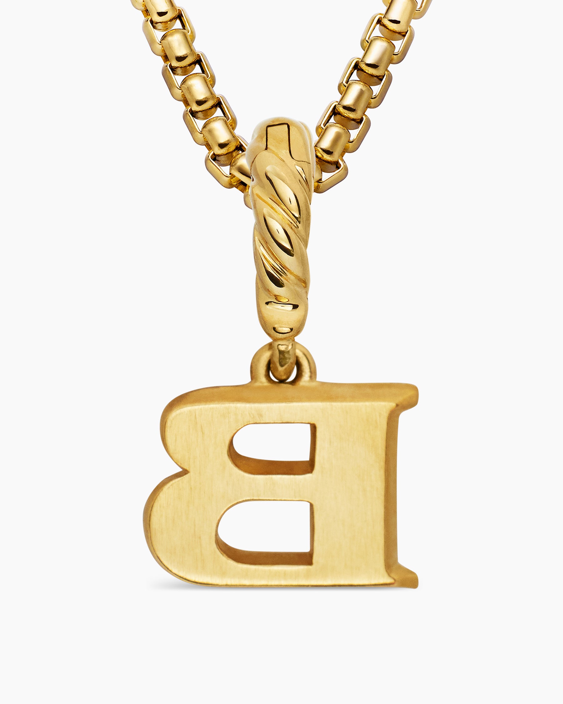 Pavé Initial Pendant in 18K Yellow Gold with Diamond B - Image 6