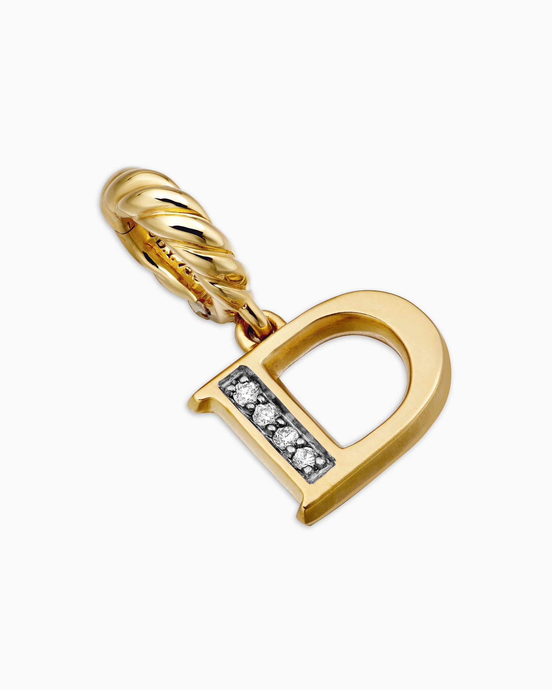 Pavé Initial Pendant in 18K Yellow Gold with Diamond D - Image 3
