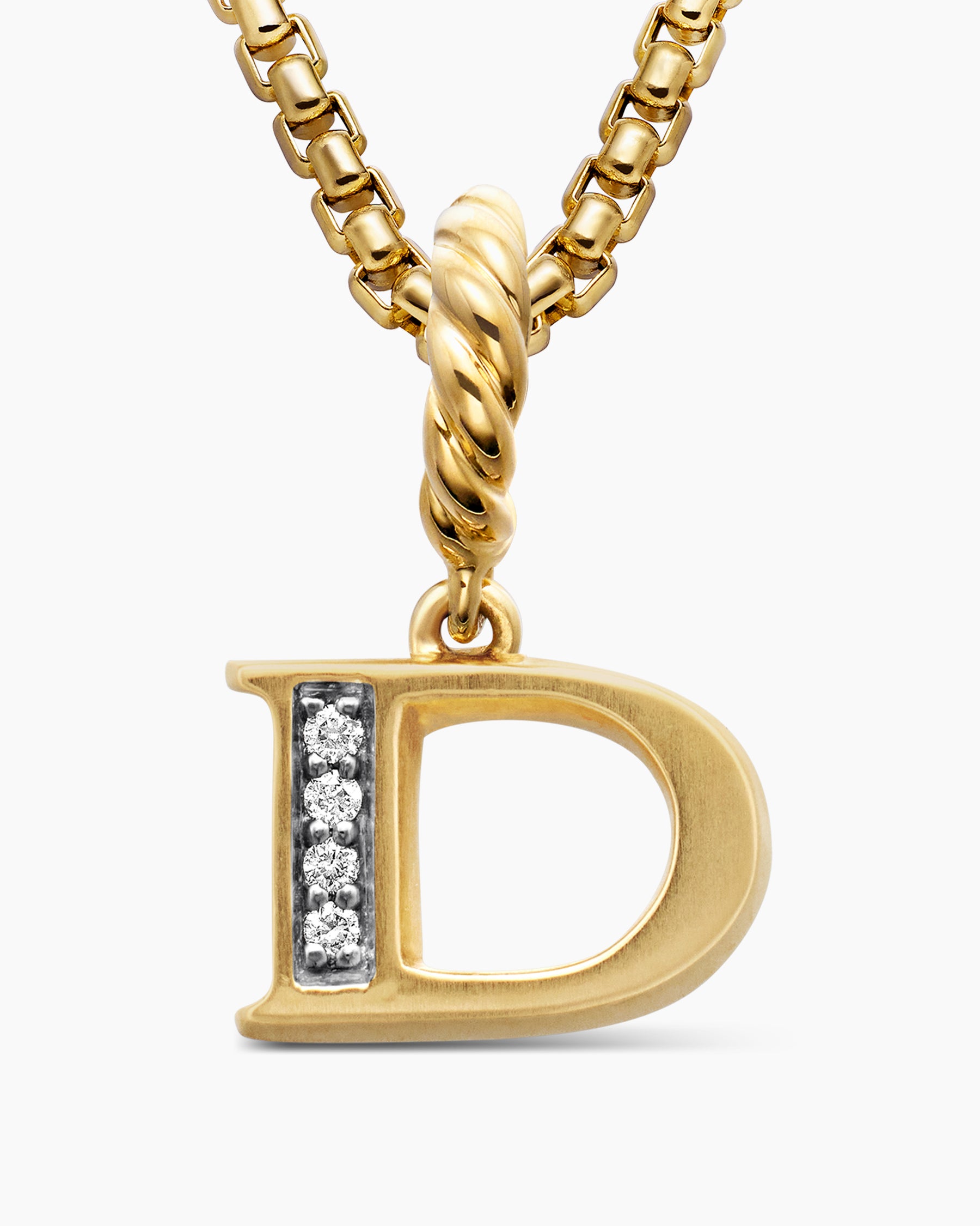 Pavé Initial Pendant in 18K Yellow Gold with Diamond D - Image 5