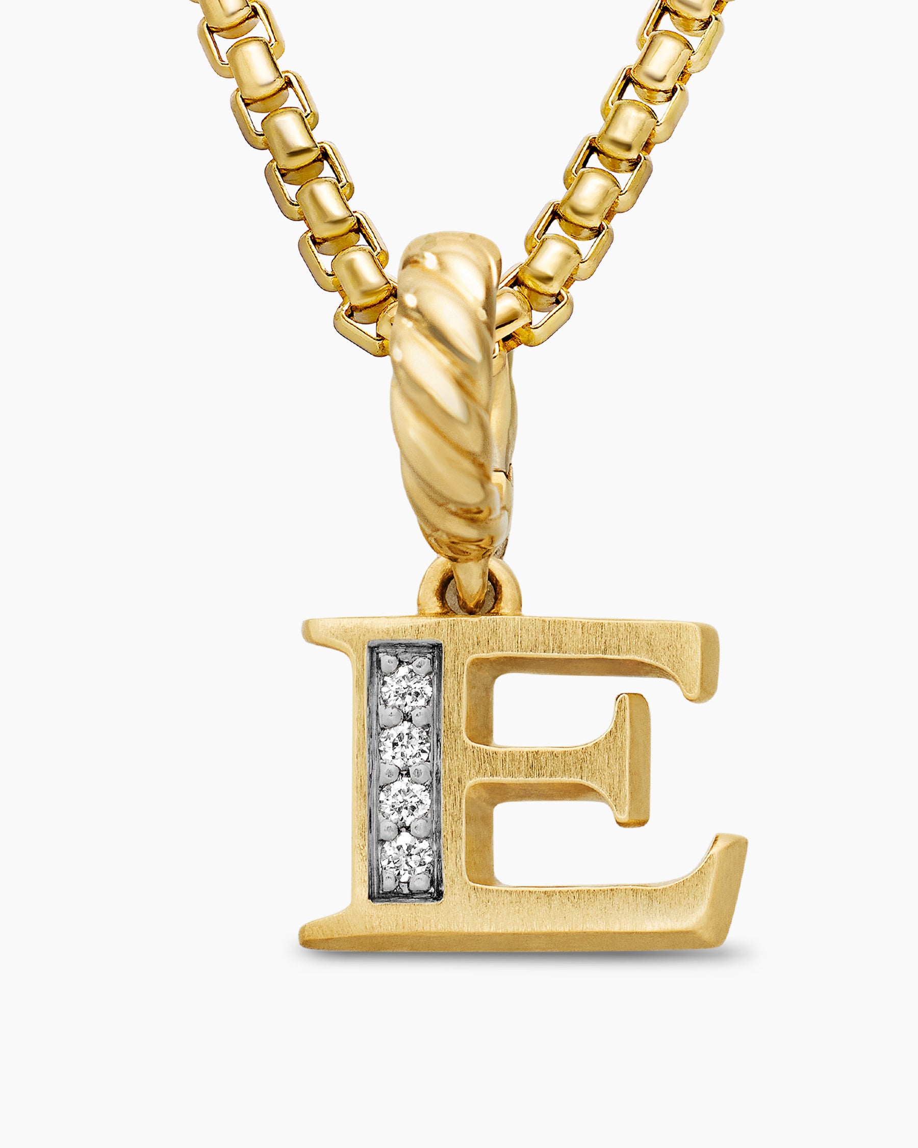 Pavé Initial Pendant in 18K Yellow Gold with Diamond E - Image 5