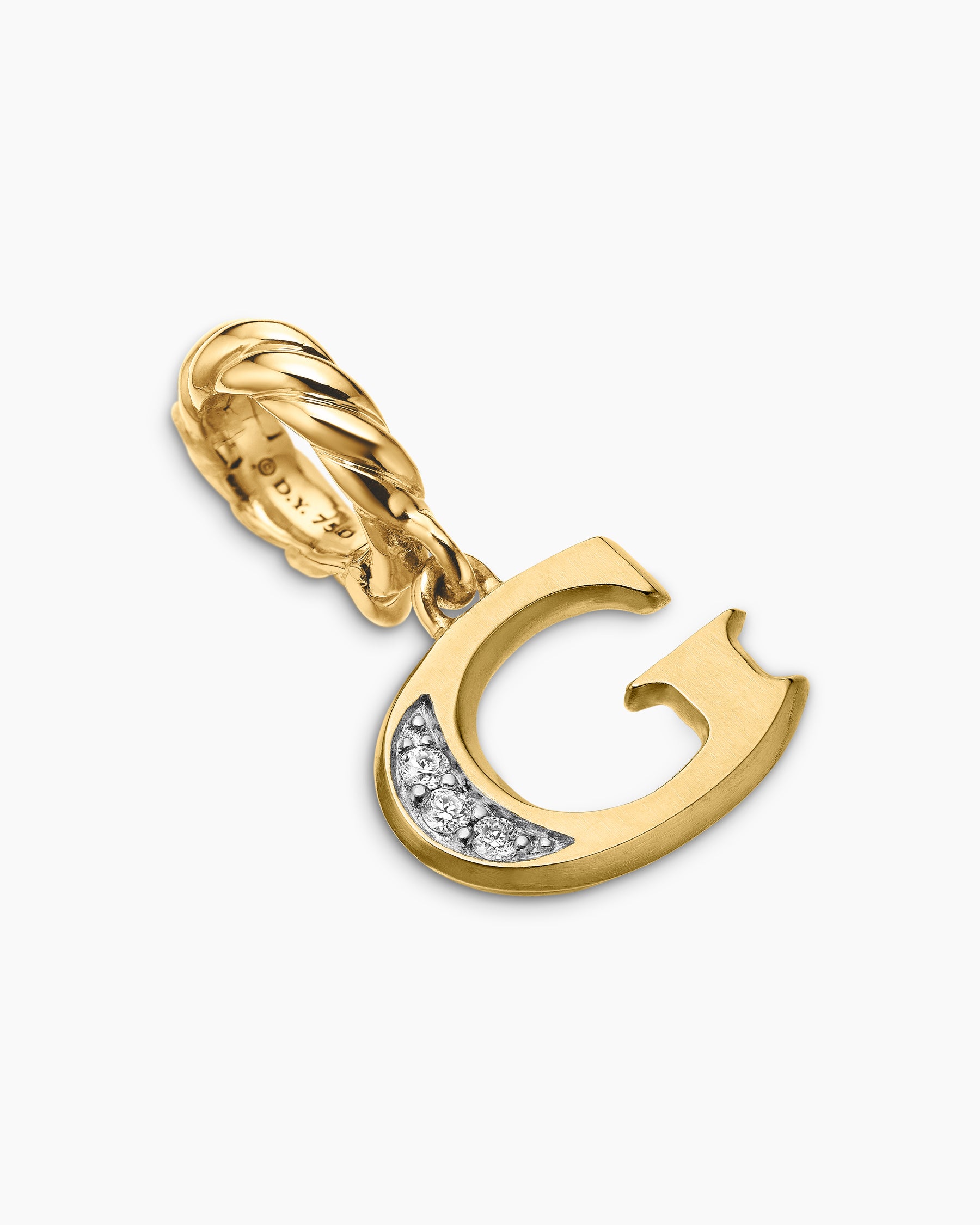 Pavé Initial Pendant in 18K Yellow Gold with Diamond G - Image 3