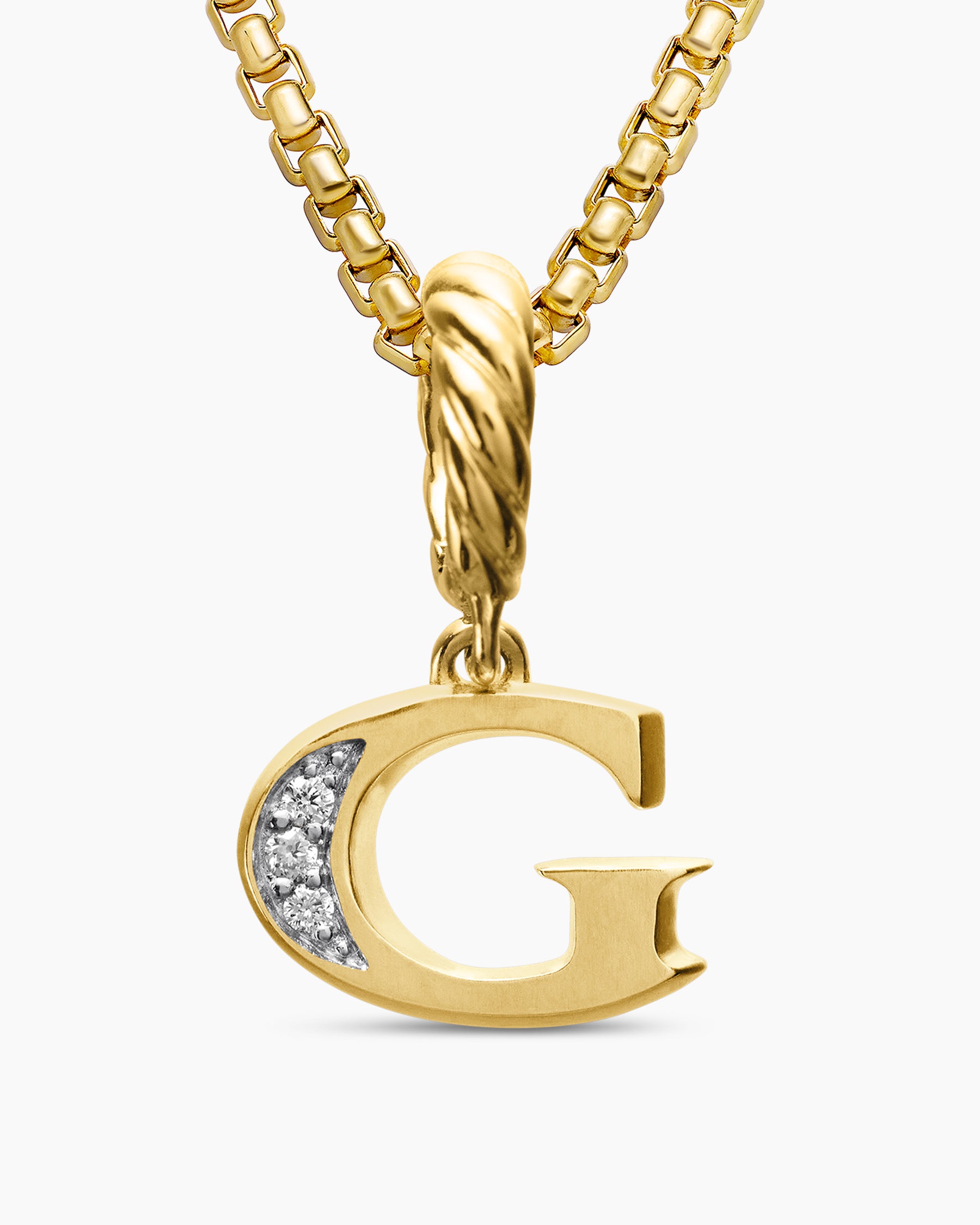 Pavé Initial Pendant in 18K Yellow Gold with Diamond G - Image 5