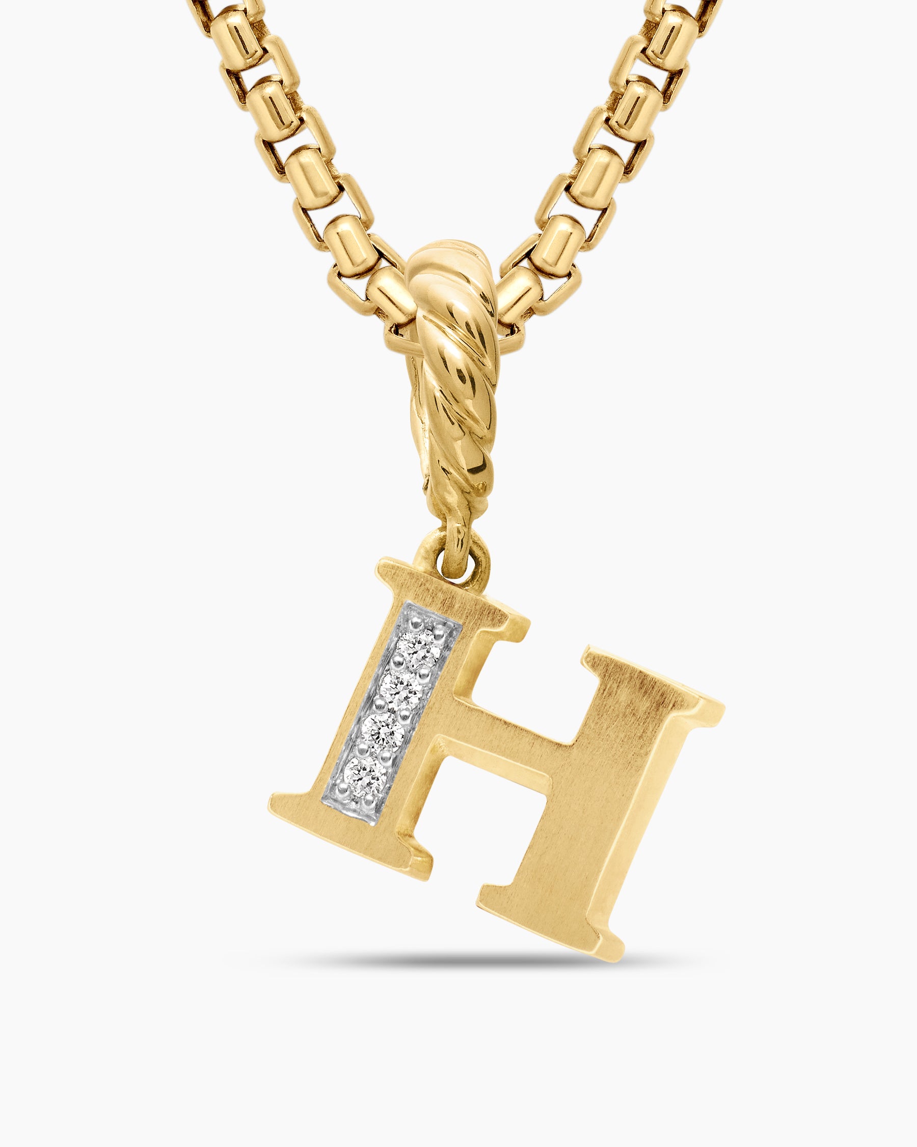 Pavé Initial Pendant in 18K Yellow Gold with Diamond H - Image 5