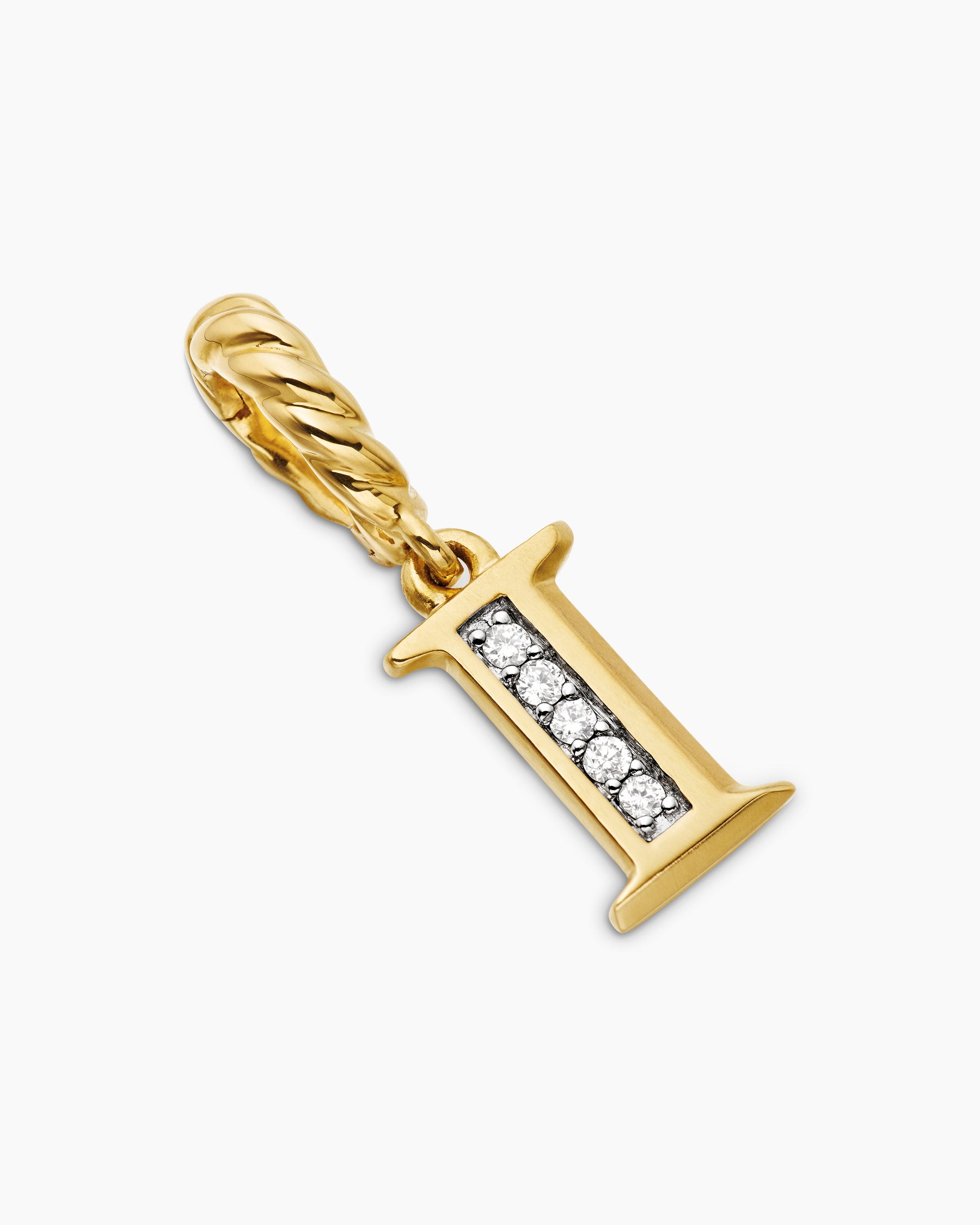 Pavé Initial Pendant in 18K Yellow Gold with Diamond I - Image 3