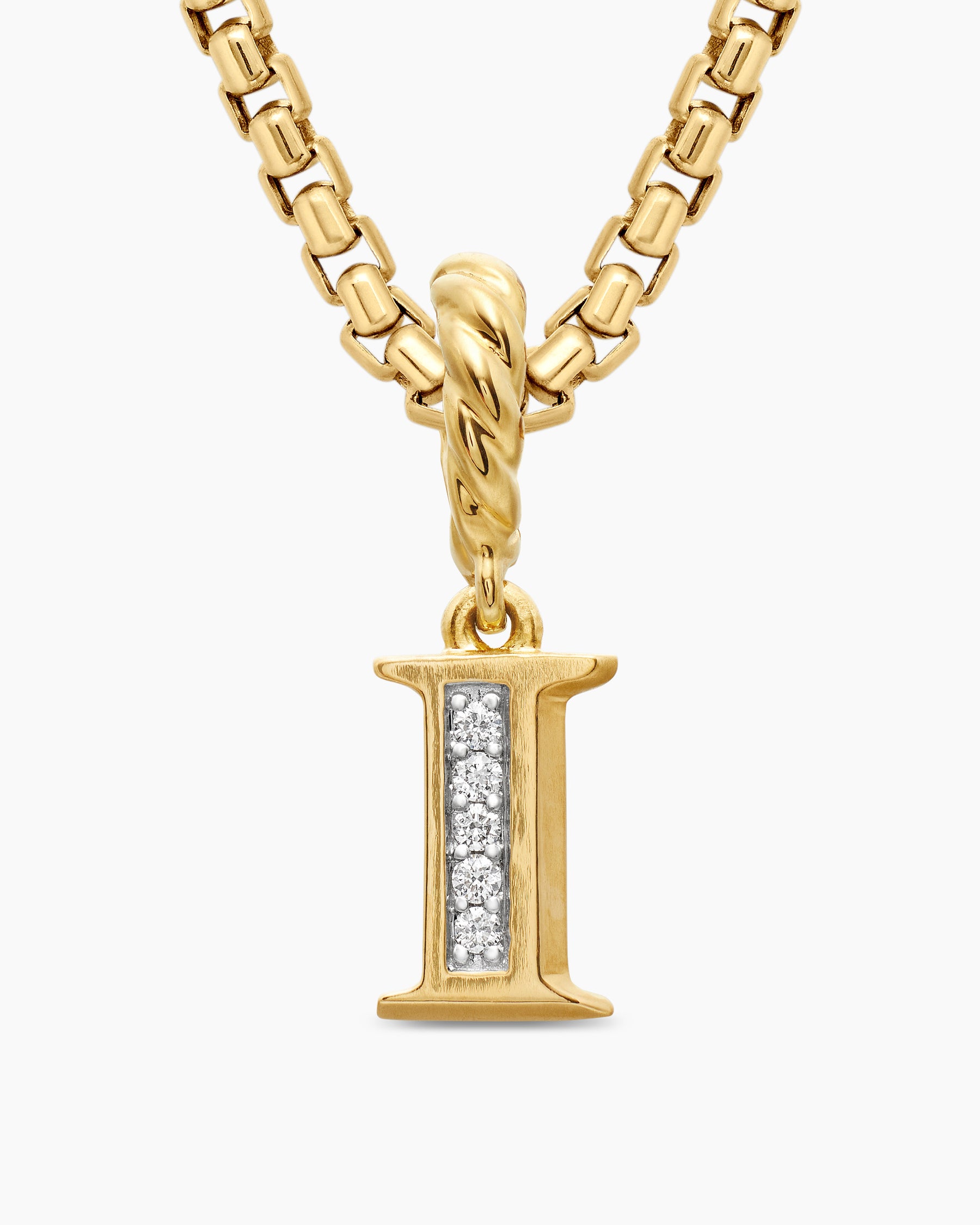 Pavé Initial Pendant in 18K Yellow Gold with Diamond I - Image 5