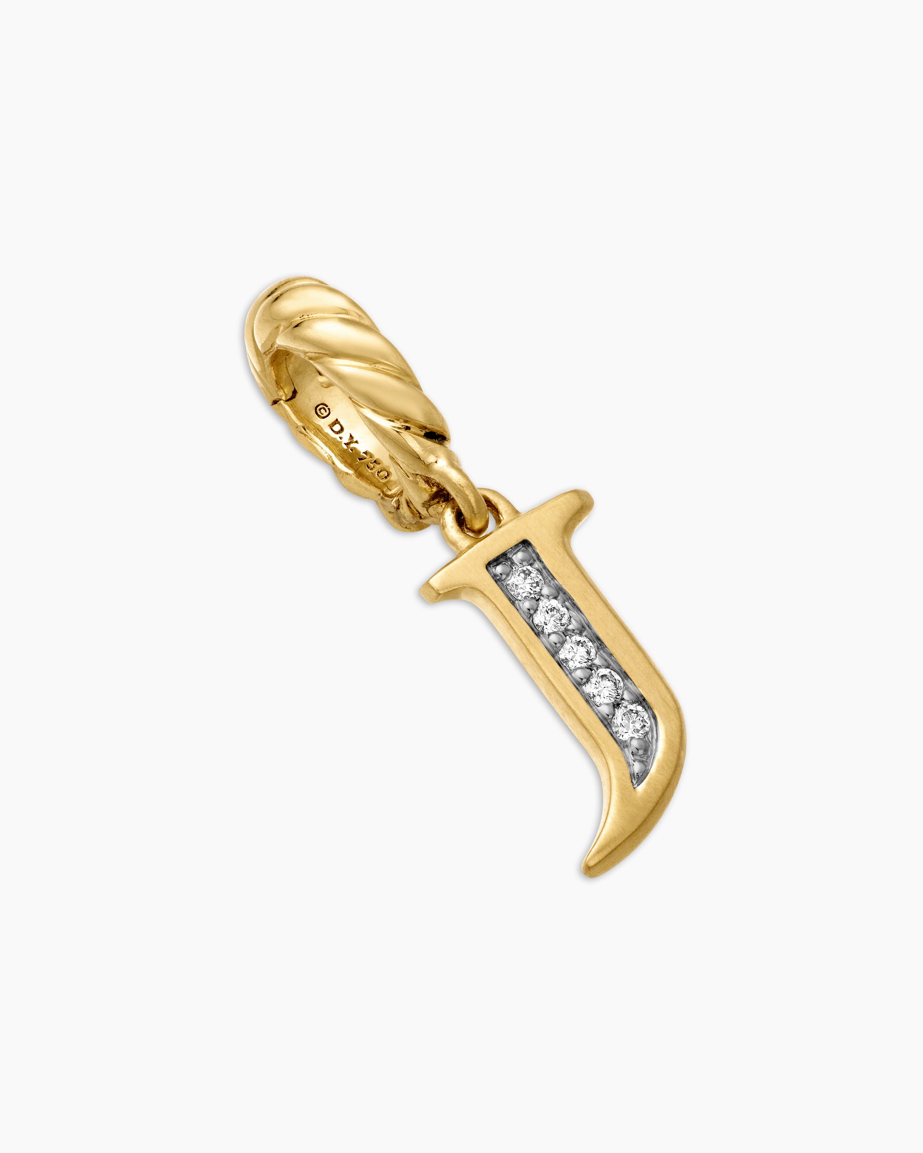Pavé Initial Pendant in 18K Yellow Gold with Diamond J - Image 3