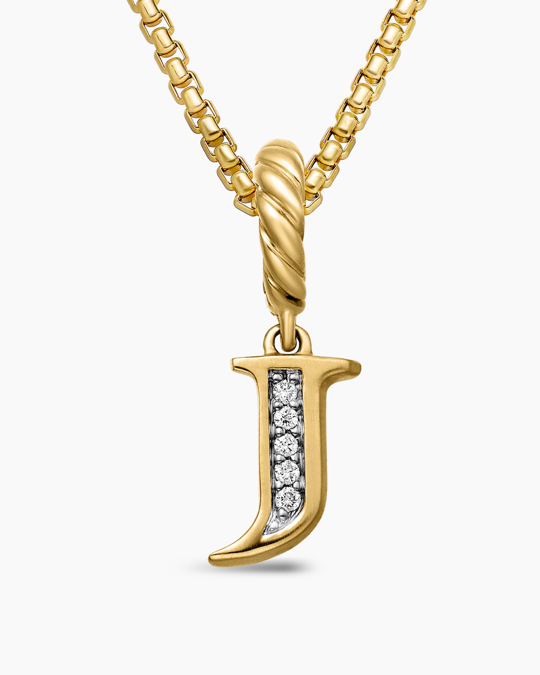 Pavé Initial Pendant in 18K Yellow Gold with Diamond J - Image 5