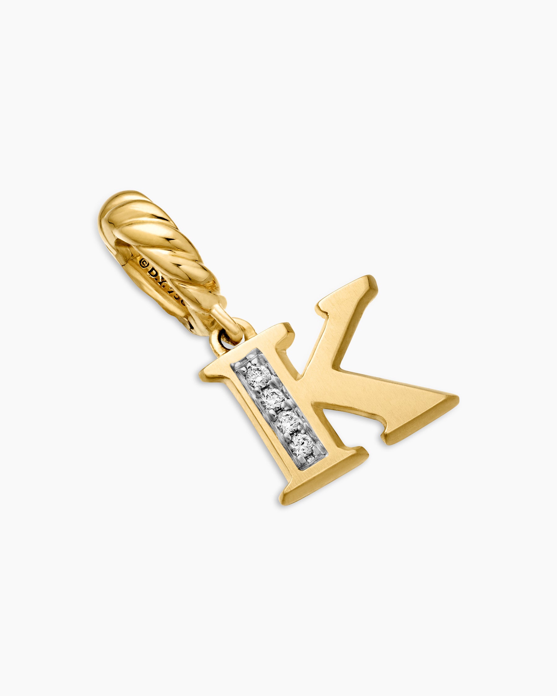 Pavé Initial Pendant in 18K Yellow Gold with Diamond K - Image 3