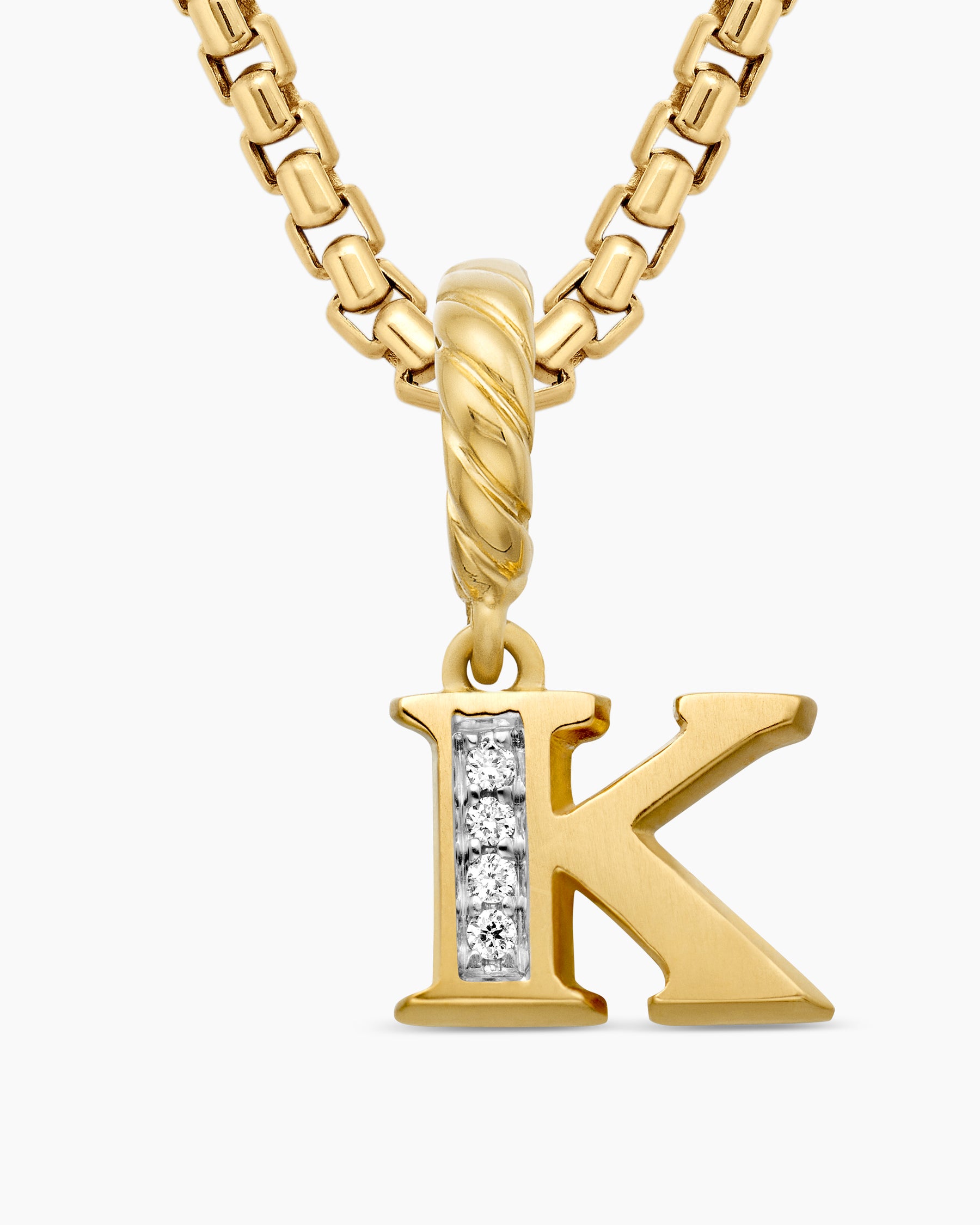 Pavé Initial Pendant in 18K Yellow Gold with Diamond K - Image 5